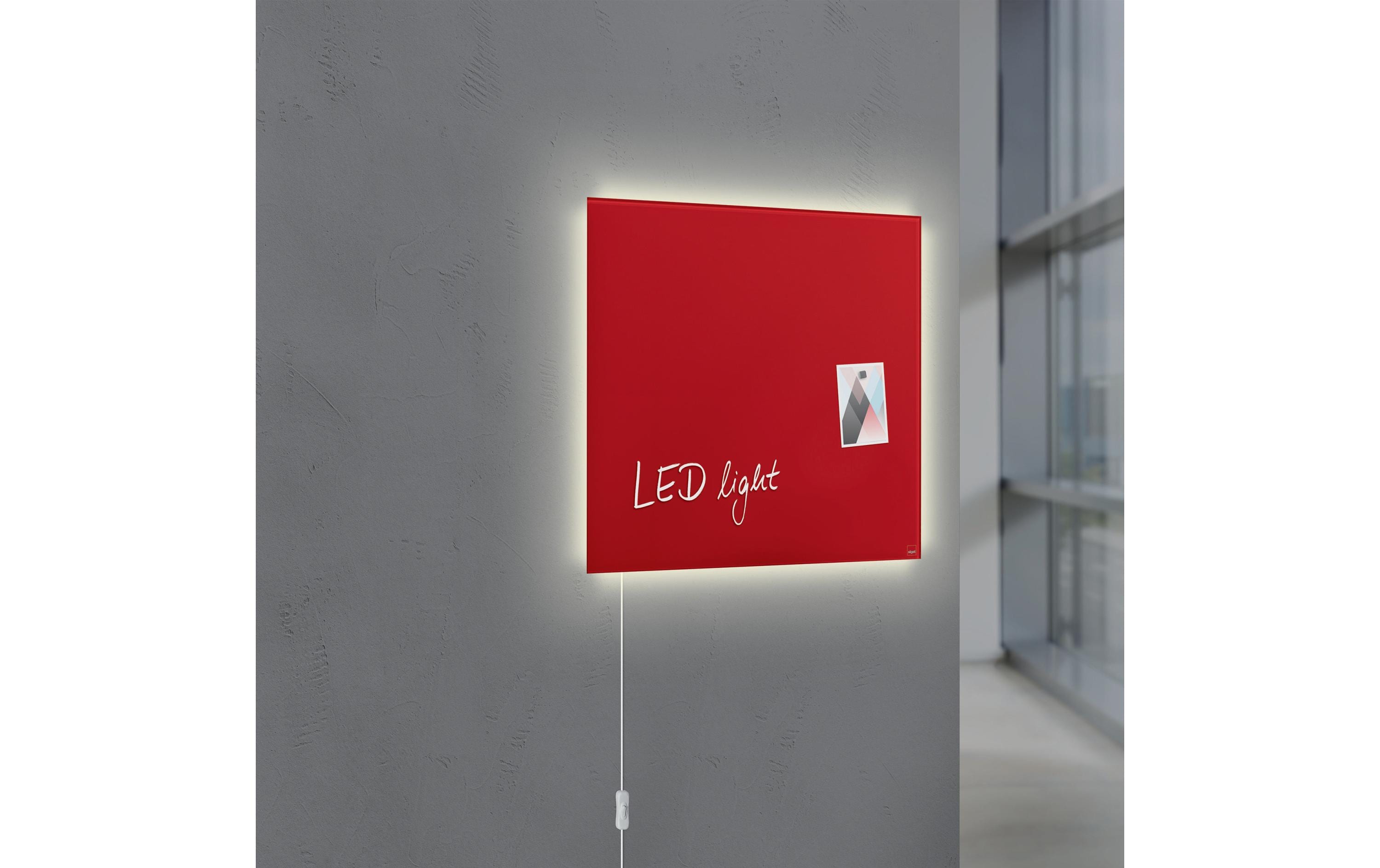 Sigel Glassboard LED artverum 48 cm x 48 cm, Rot