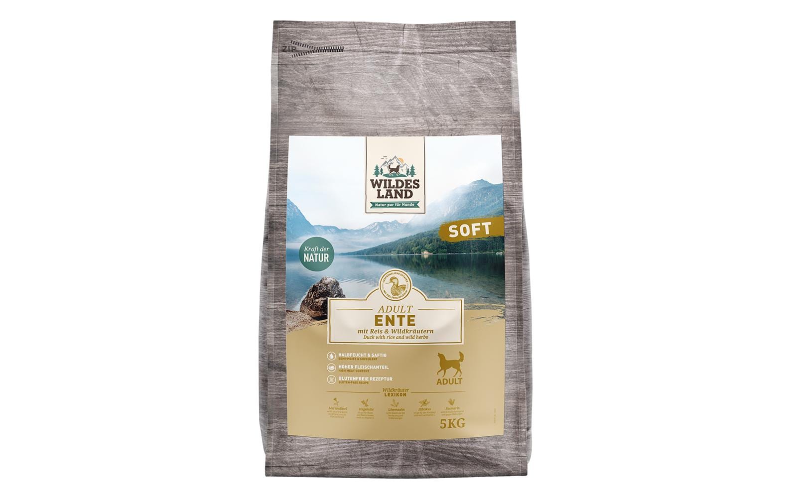 Wildes Land Halbfeuchtfutter Ente mit Reis & Wildkräutern 5 kg