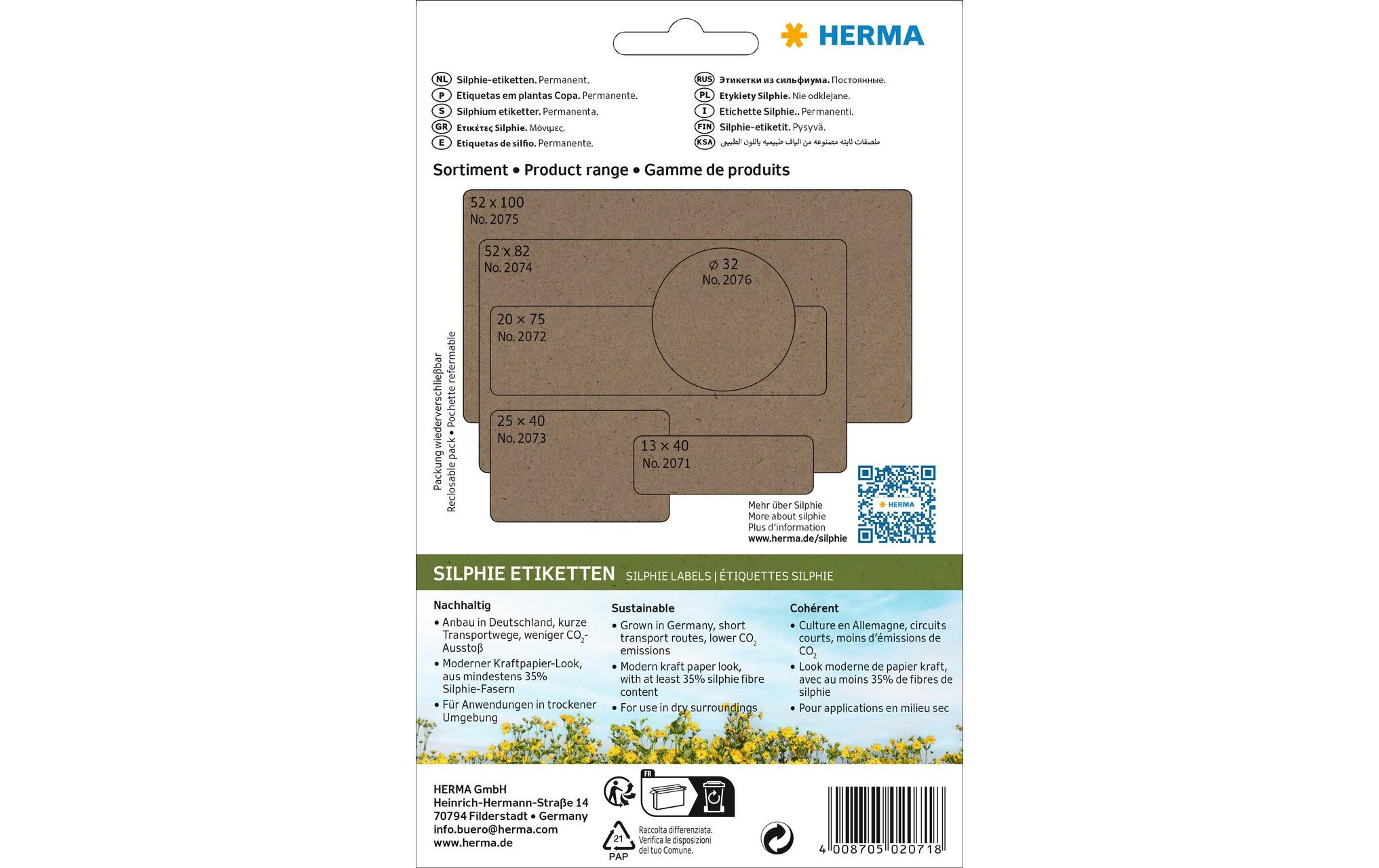 HERMA Vielzweck-Etiketten Silphie 13 x 40 mm, 24 Blatt