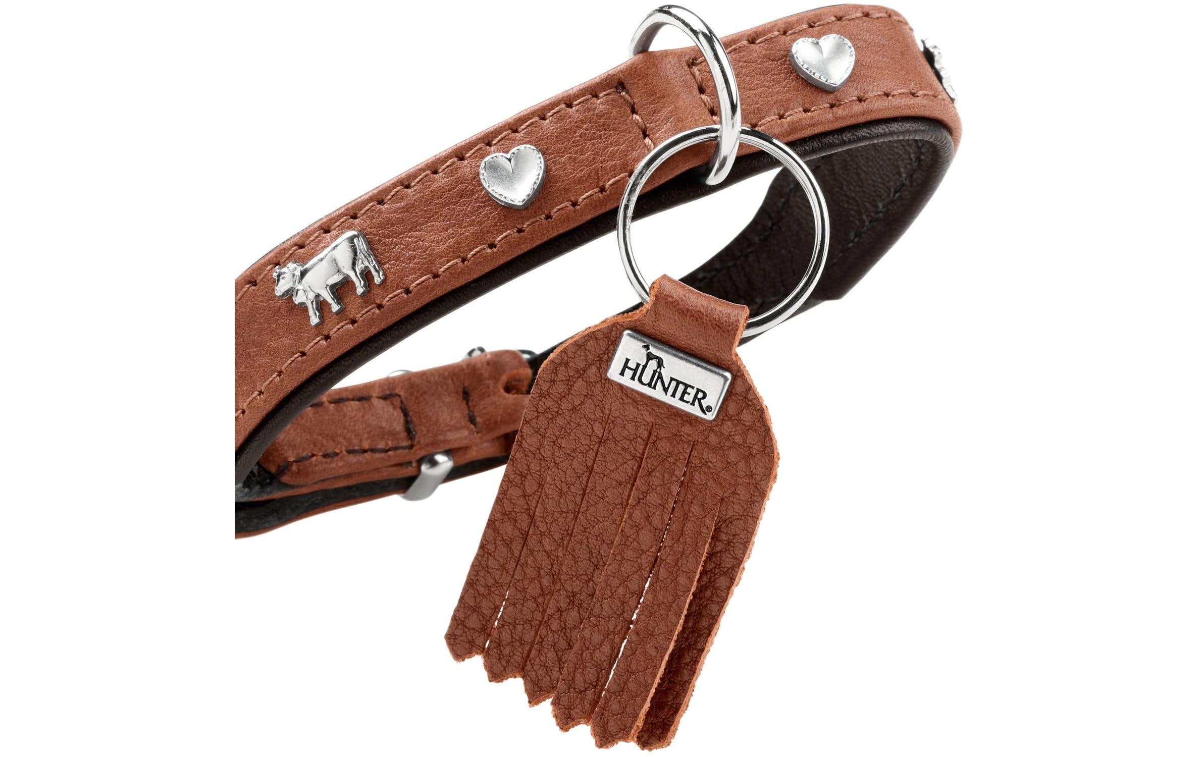 Hunter Halsband München Mini 27/XXS-XS, Rindsleder, Cognac/Schwarz