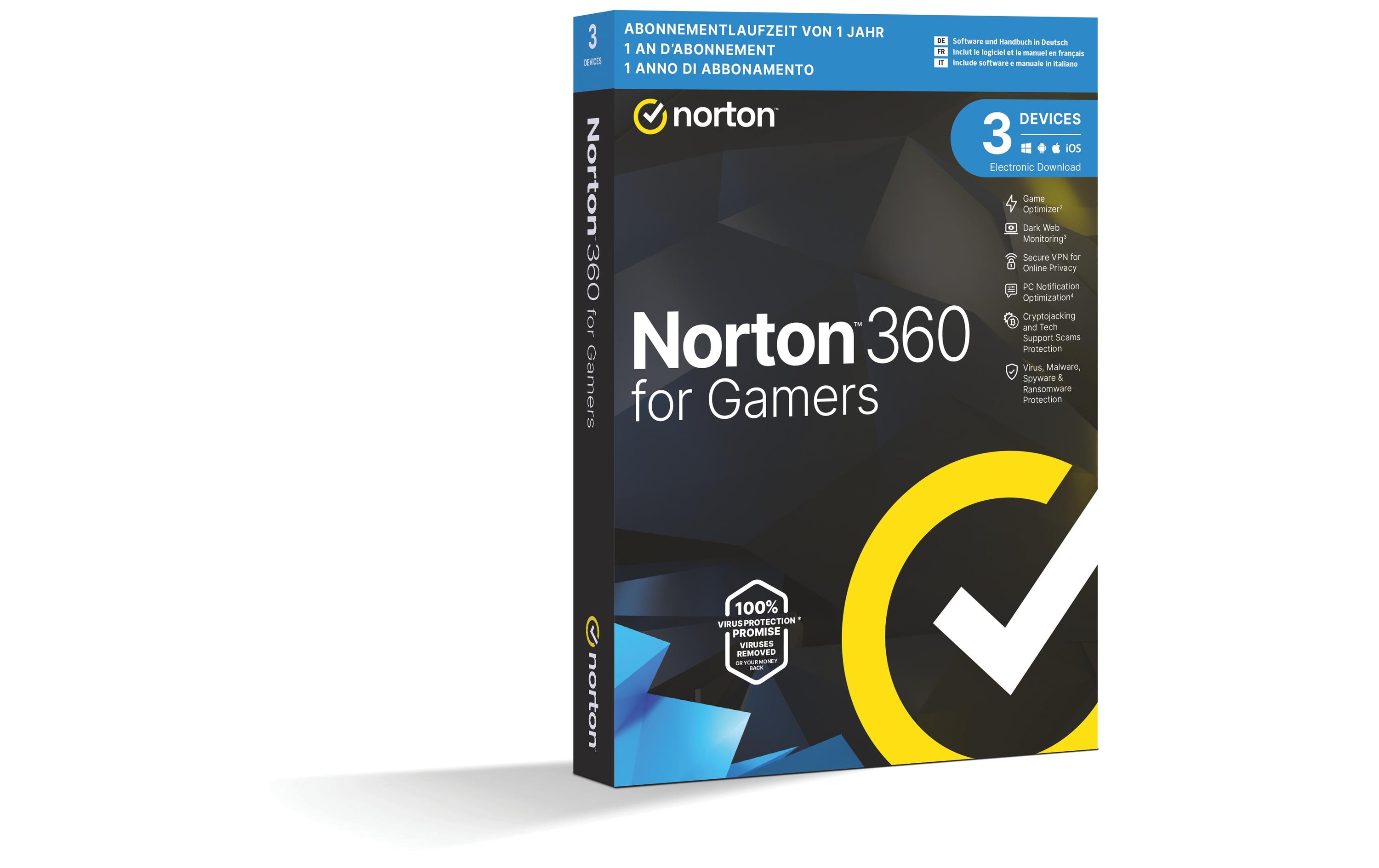 Norton Norton 360 for Gamers Box, Vollversion, 3 PC, 1 Jahr