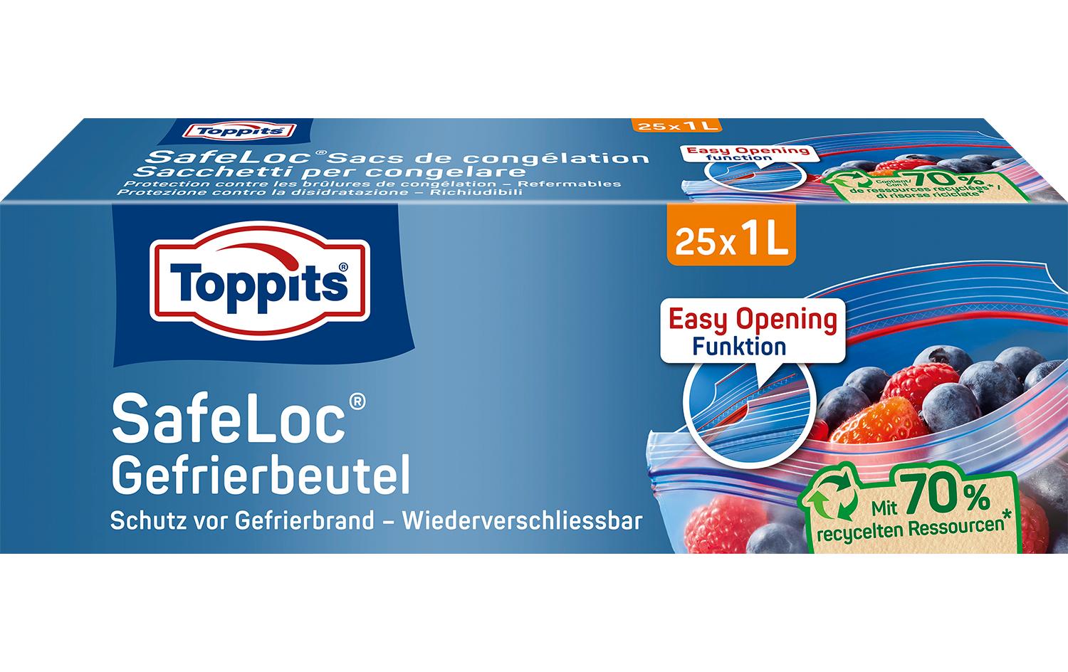 Toppits Gefrierbeutel Doppelverschluss SafeLoc, 25 Stück