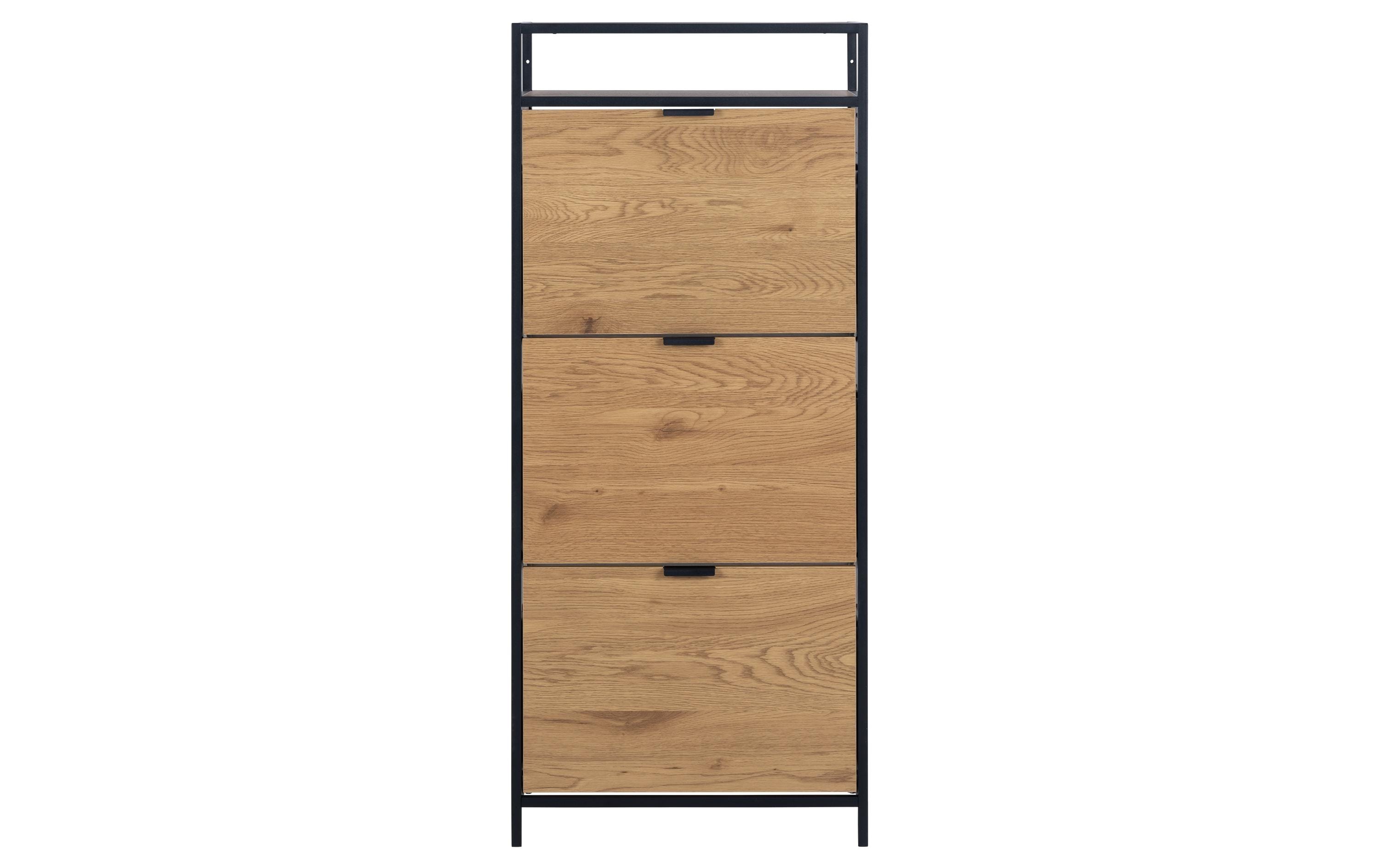 AC Design Schuhschrank Seaford 56 x 30 x 129 cm, Nature/Schwarz