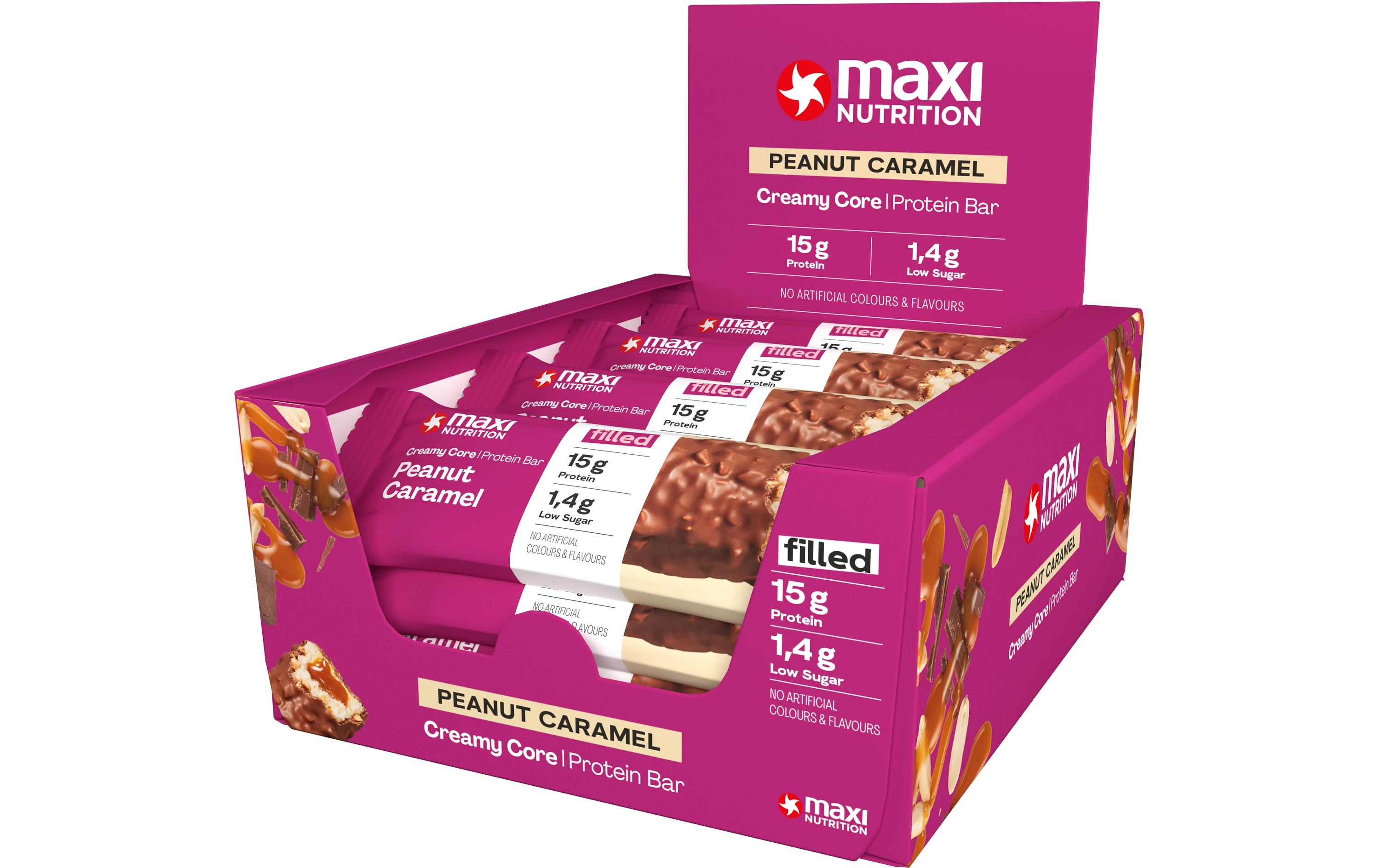 Maxi Nutrition Riegel Creamy Core Caramel/Erdnuss, 12 x 45 g