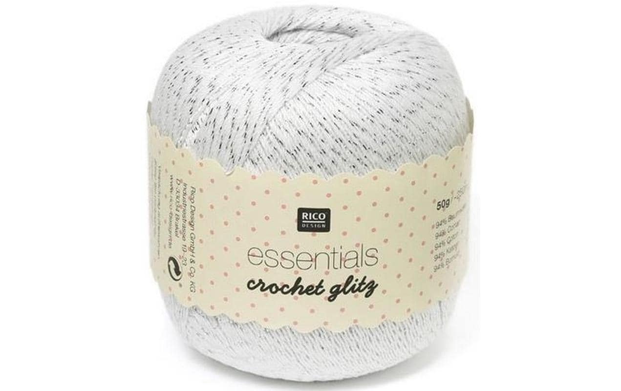 Rico Design Häkel- und Strickgarn Crochet Glitzer, 50 g, Weiss