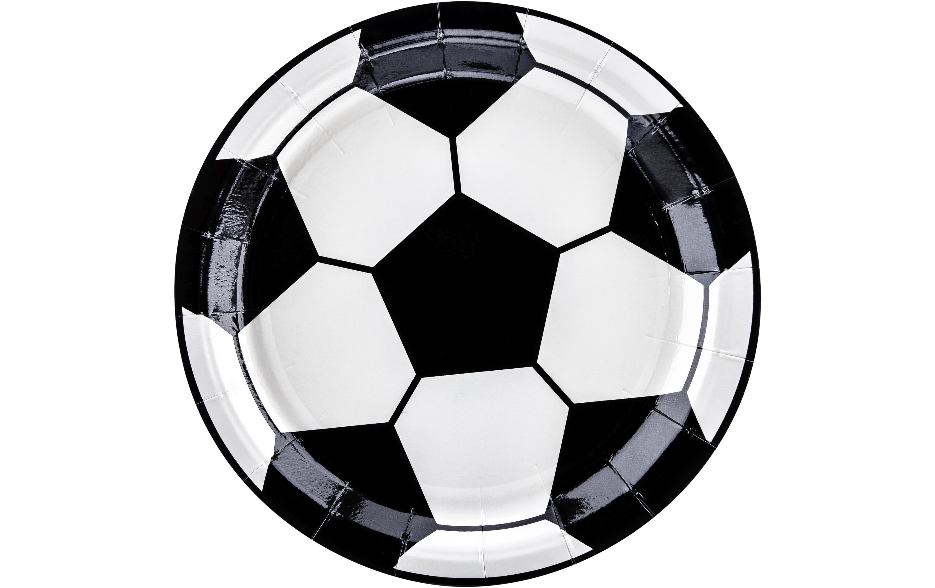 Partydeco Einwegteller Fussball 18 cm, 6 Stück, Schwarz/Weiss