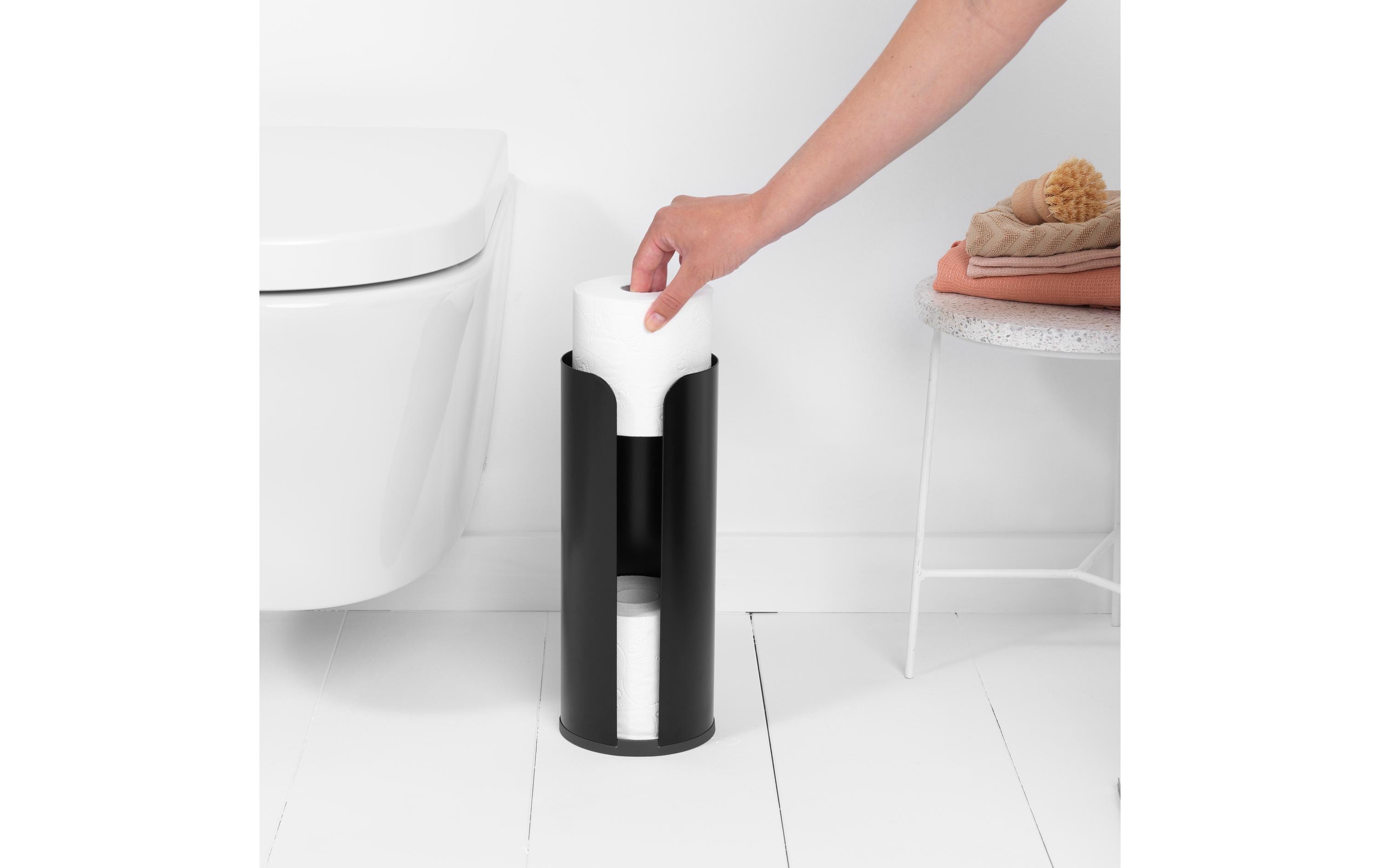 Brabantia Toilettenpapierhalter ReNew für 3 Rollen, Schwarz matt