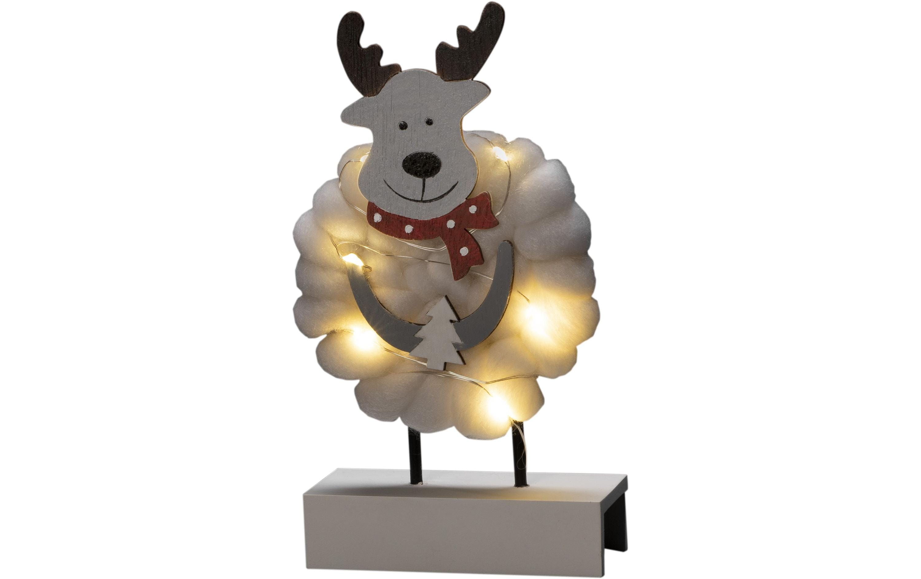 Konstsmide LED-Figur Elch, Holz & Baumwolle, 6 LED