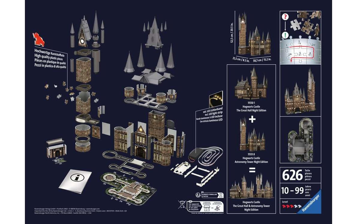 Ravensburger 3D Puzzle Hogwarts Schloss – Astronomieturm Night Edition