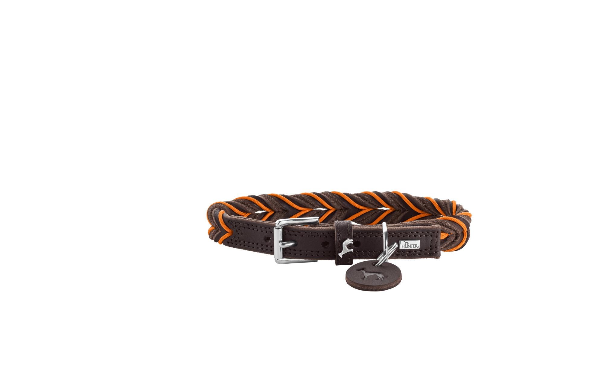 Hunter Halsband Solid Education Cord, M (55), Dunkelbraun/Orange