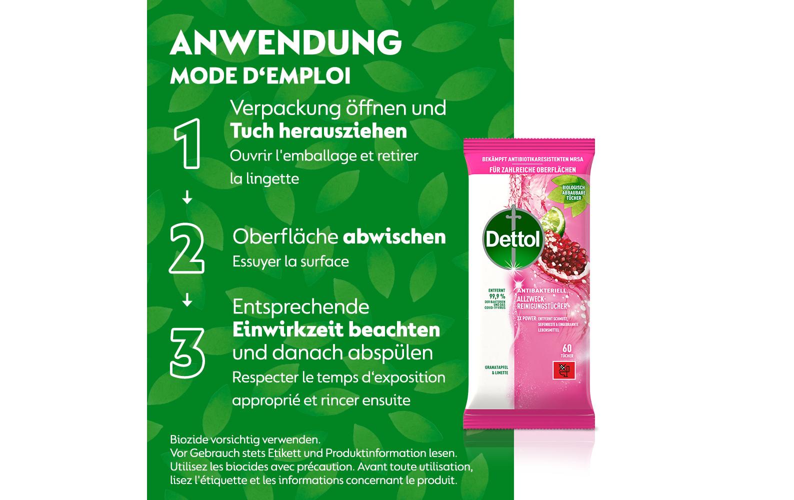 Dettol Allzweck-Reinigungstücher Granatapfel & Limette 60 Stück