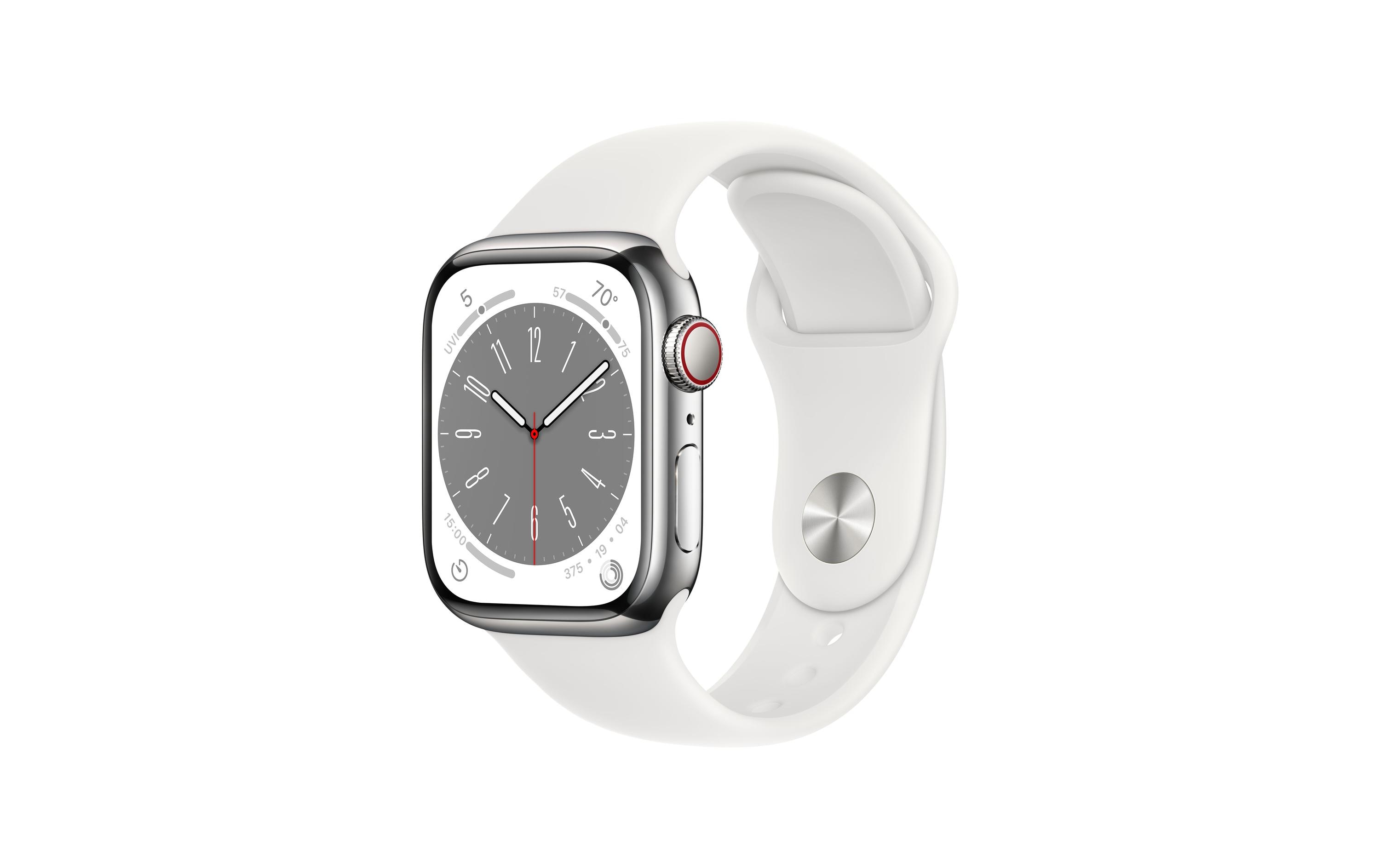 Apple Watch Series 8 41 mm LTE Edelstahl Silver Sport White