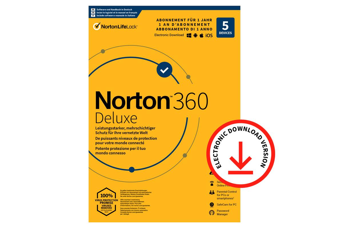 Norton Norton 360 Deluxe ESD, 5 Device, 1 Jahr