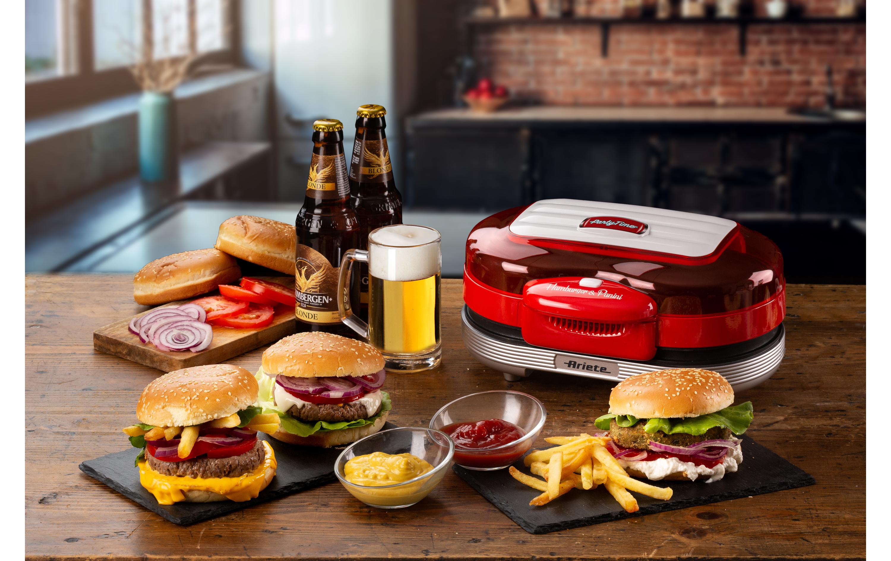 Ariete Hamburger-Grill Party Time ARI-205-RD 1200 W, Rot/Weiss