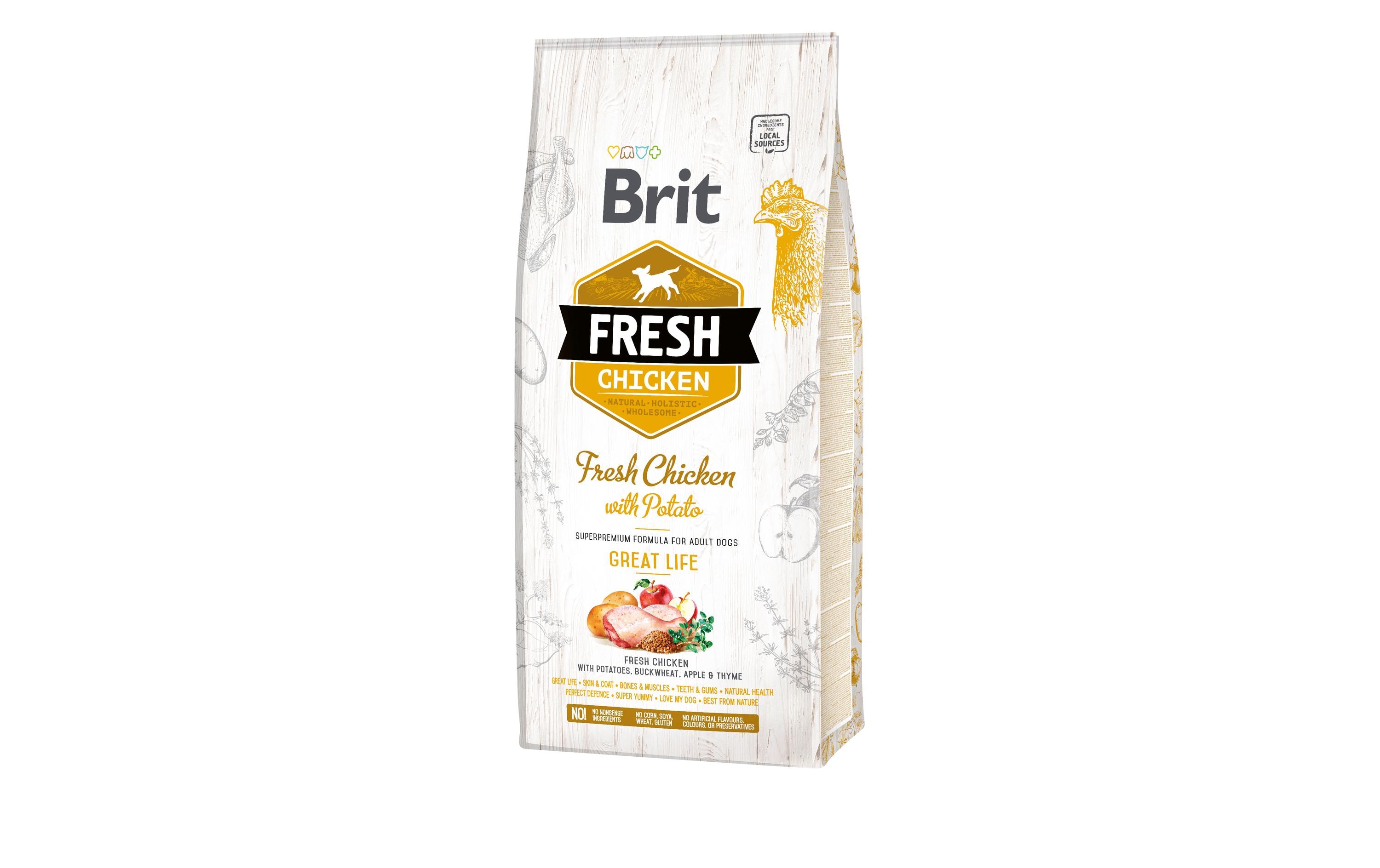 Brit Trockenfutter Fresh Dog Adult Huhn, 12 kg