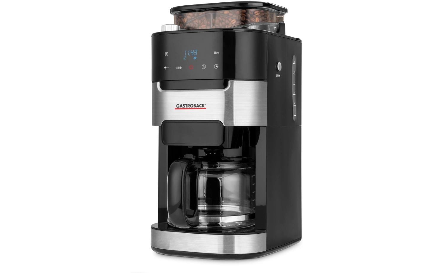 Gastroback Filterkaffeemaschine Grind & Brew Pro Thermo Schwarz/Silber