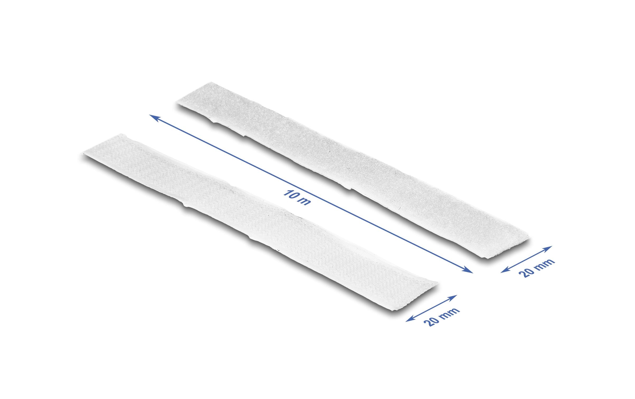 Delock Klettband 5 m x 20 mm mit Haft- und Flauschband, Weiss