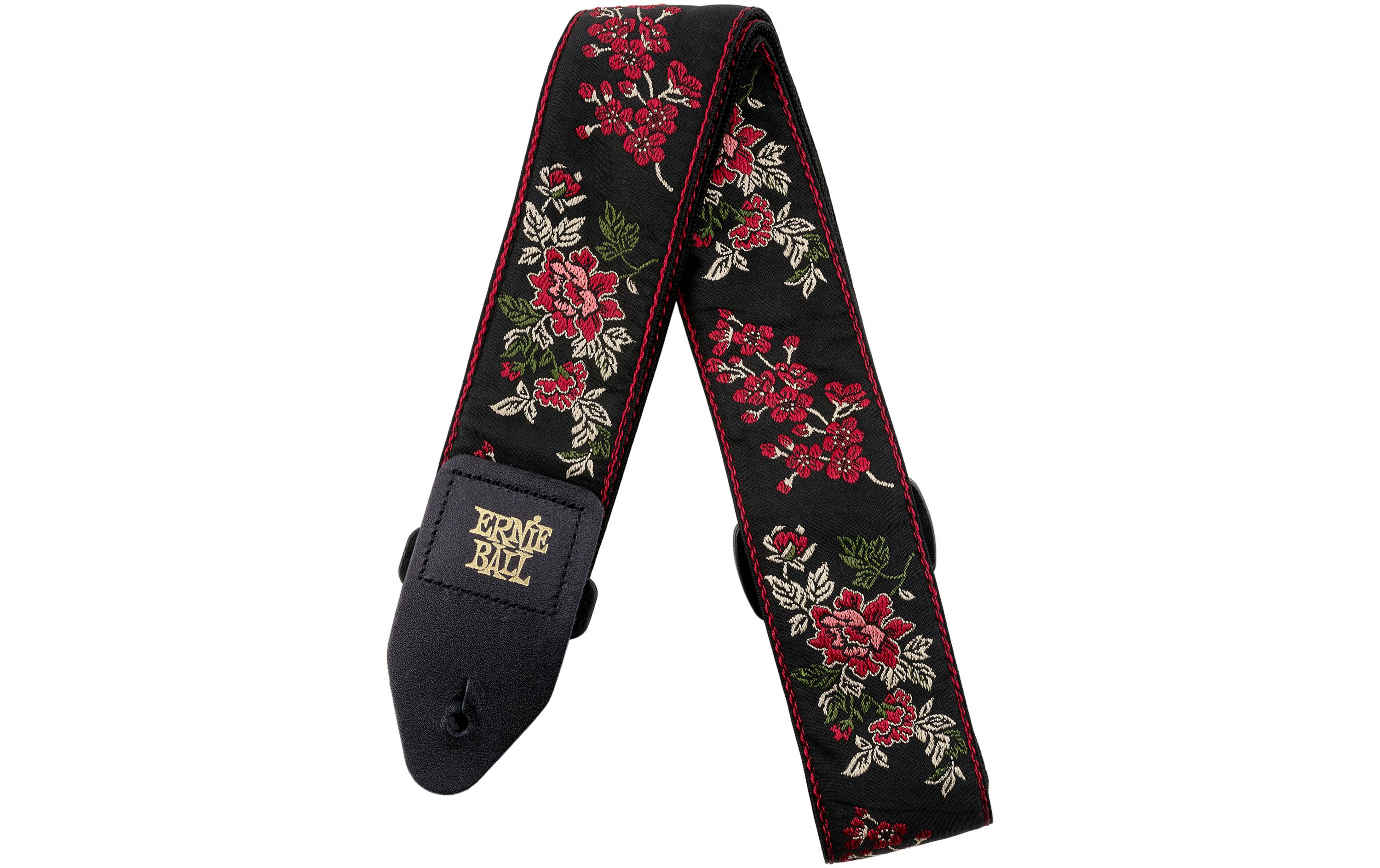 Ernie Ball Gitarrengurt Jacquard Red Rose