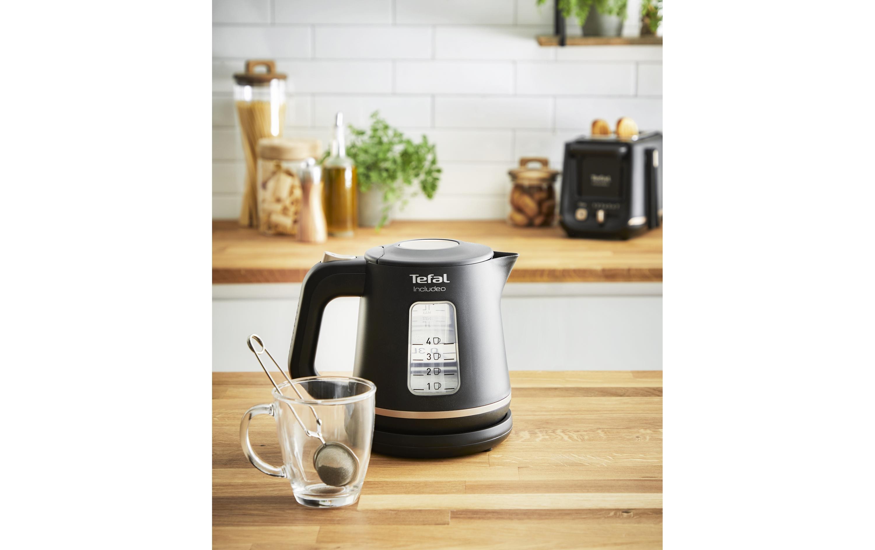 Tefal Wasserkocher Includeo KI5338 1 l, Schwarz