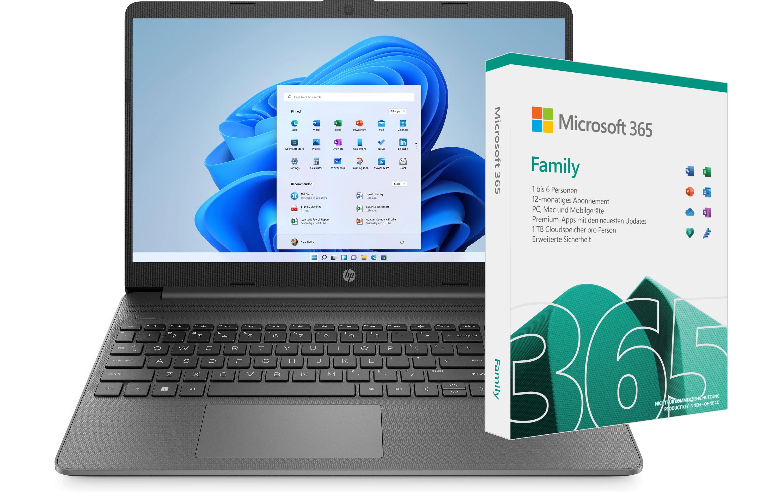 HP Notebook Laptop 15S-EQ3418NZ + MS 365 Family Box