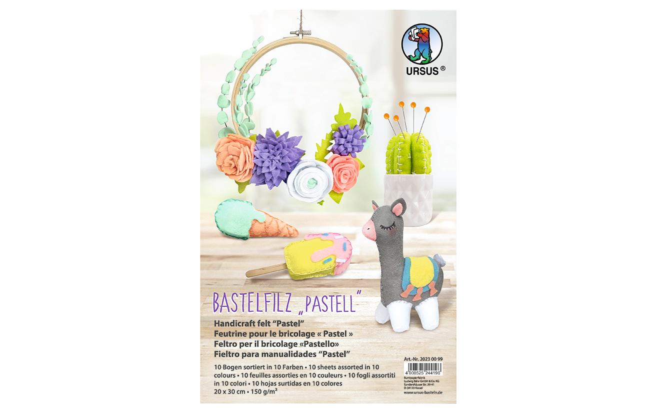 URSUS Bastelfilz Pastell 150 g/m² , 20 x 30 cm, 10 Blatt