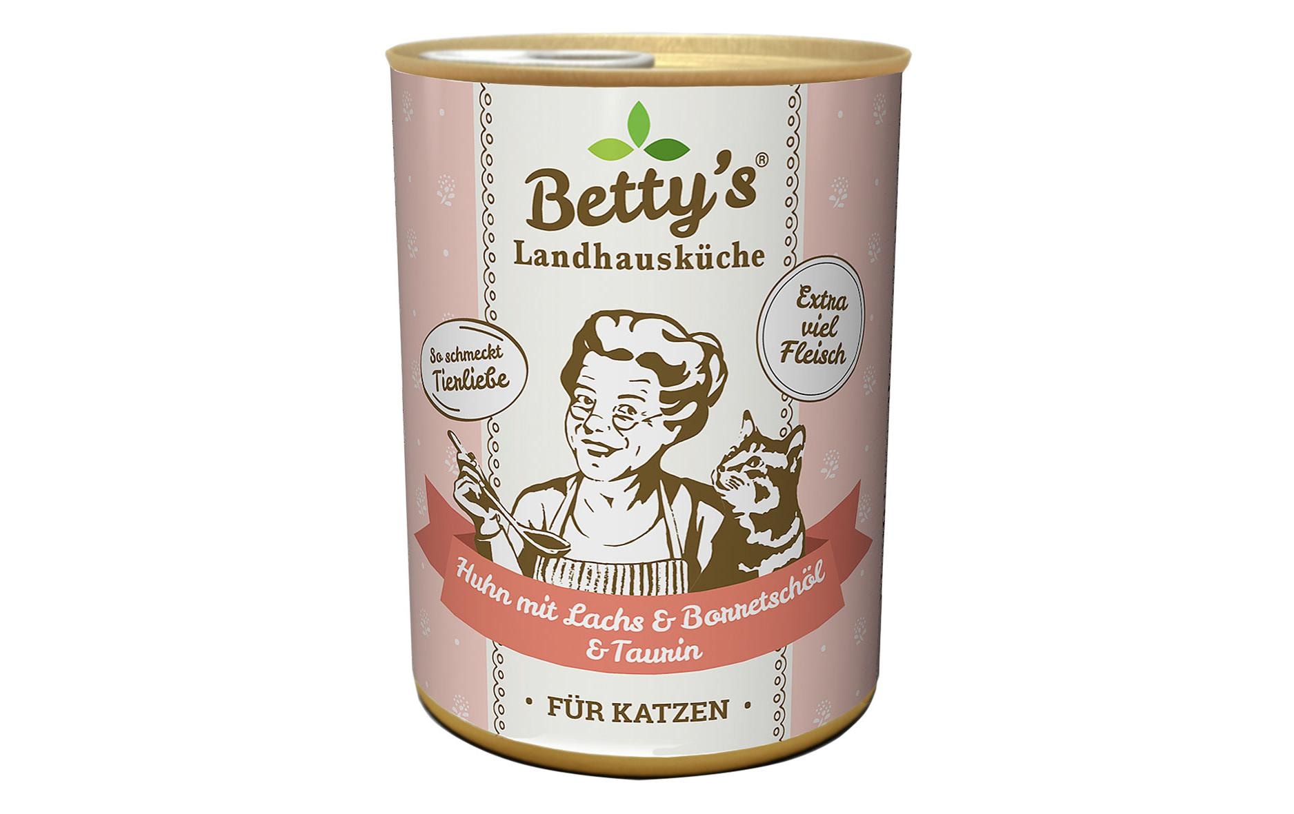 Betty's Landhausküche Nassfutter Huhn mit Lachs & Borretschöl, 400 g