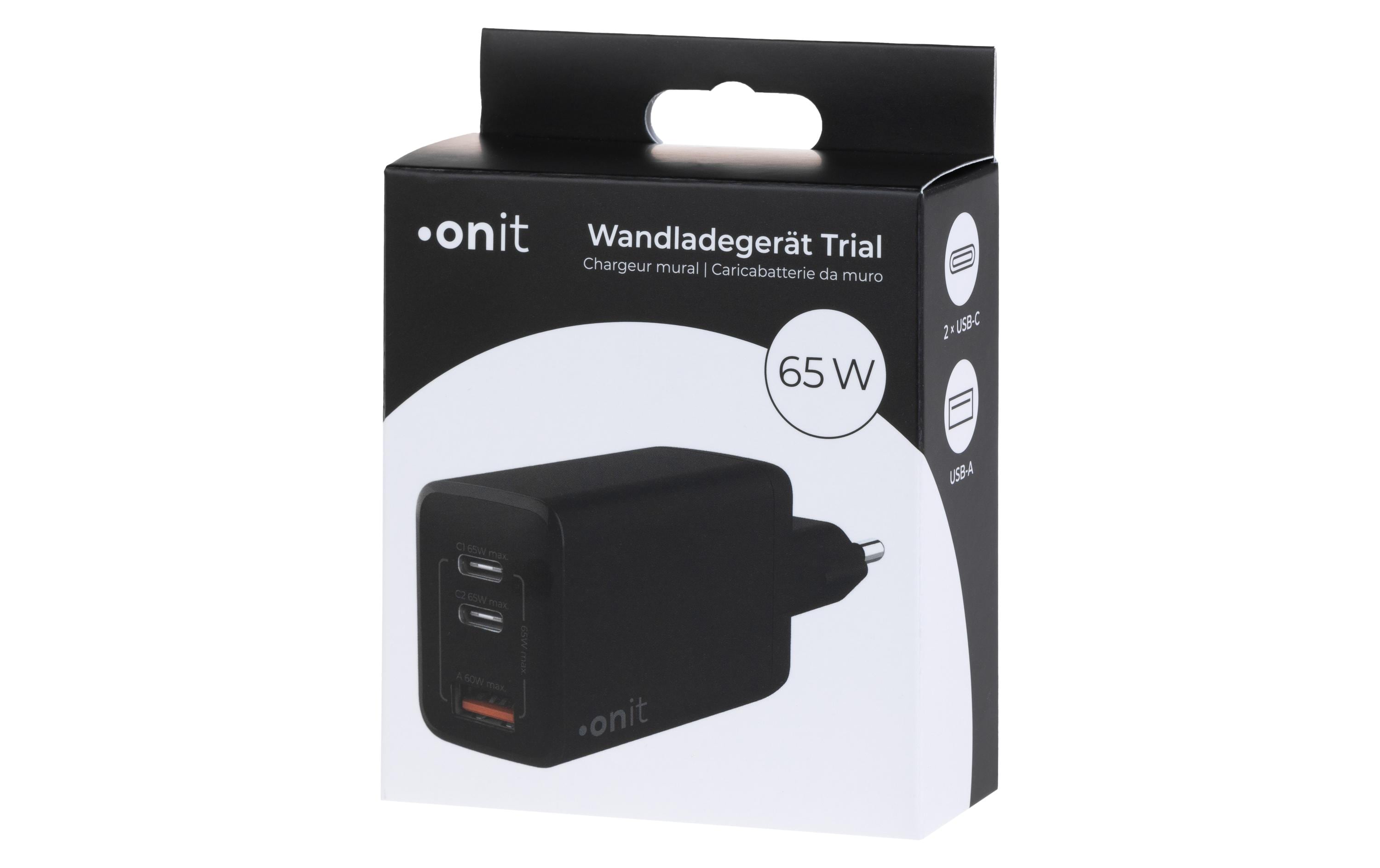 onit USB-Wandladegerät Trial QC4+ 65 W GaN Schwarz