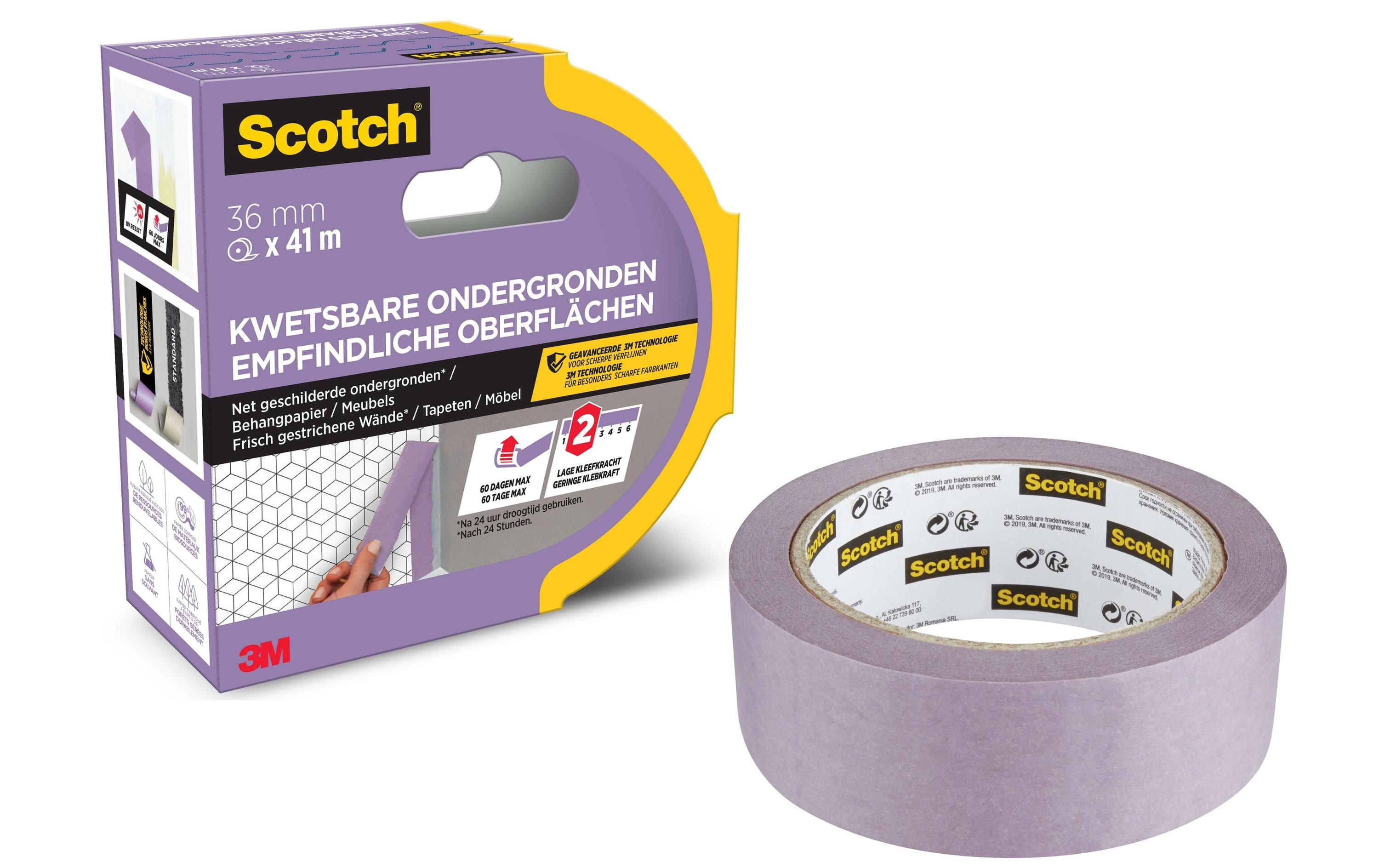 3M Malerabdeckband Scotch SENSITIVE SURFACE, 36 mm x 41 m, Rosa