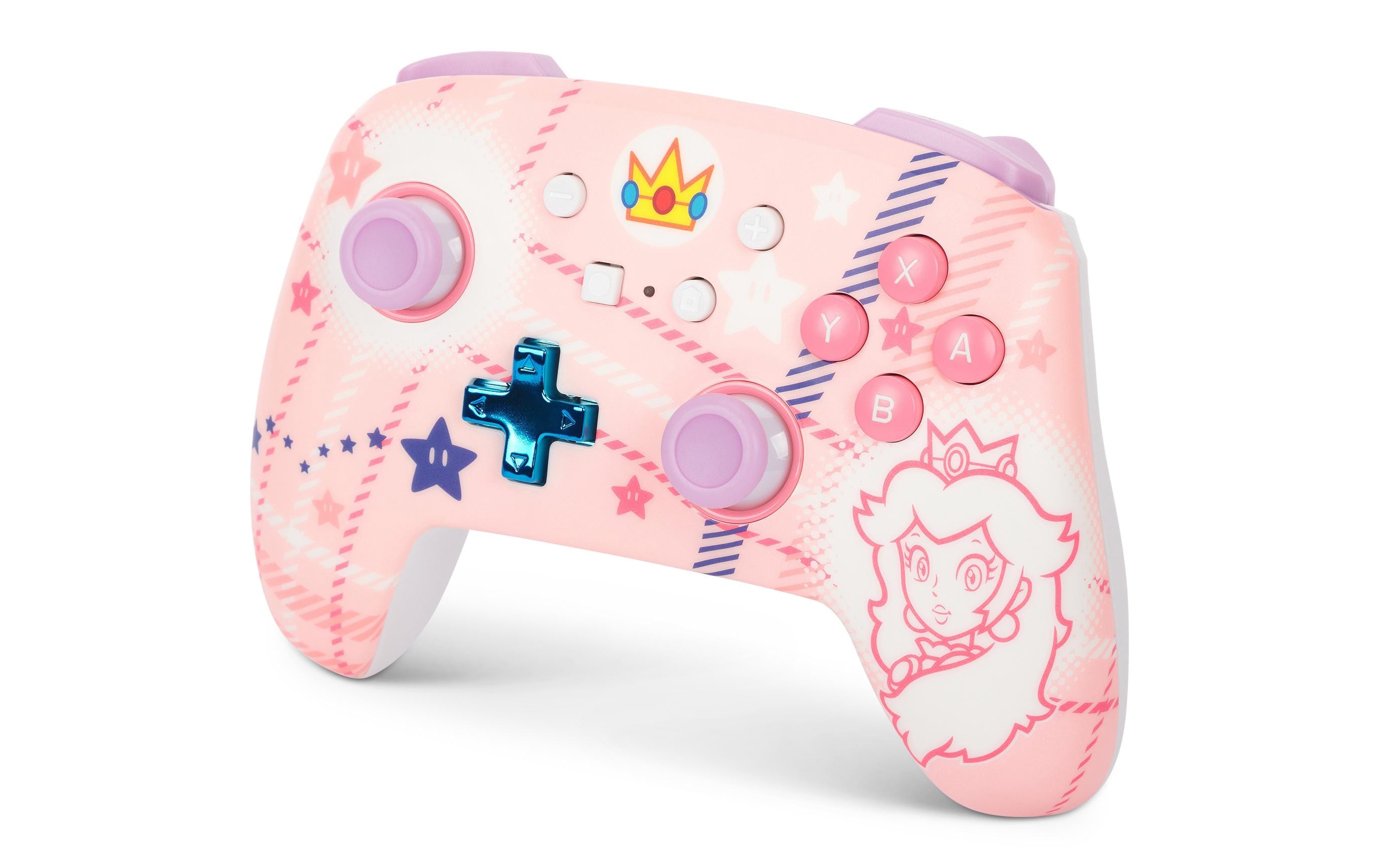 Power A Enhanced Wireless Controller Princess Peach Plaid