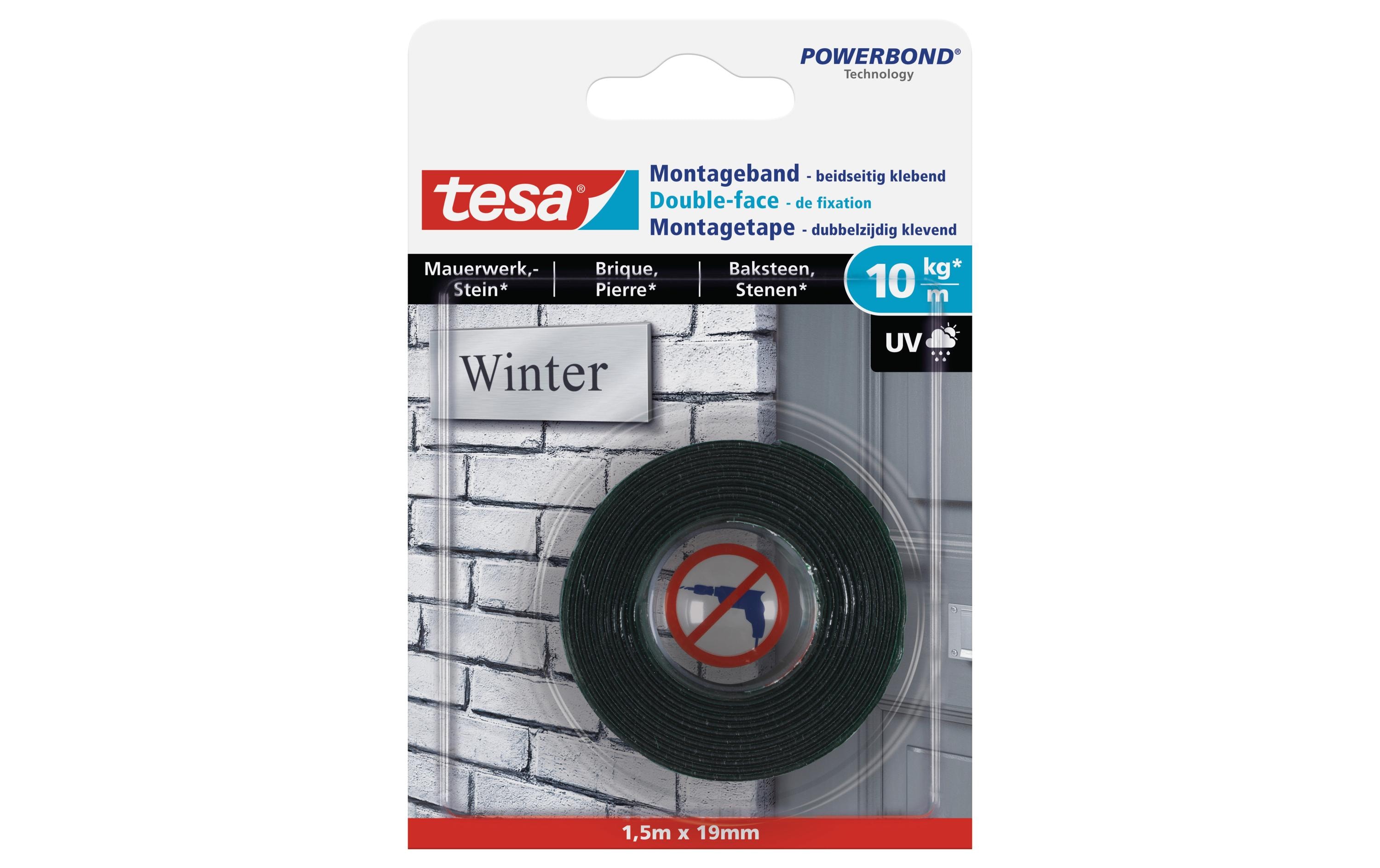 tesa Montageband 1.5 m x 19 mm für Mauerwerk + Stein