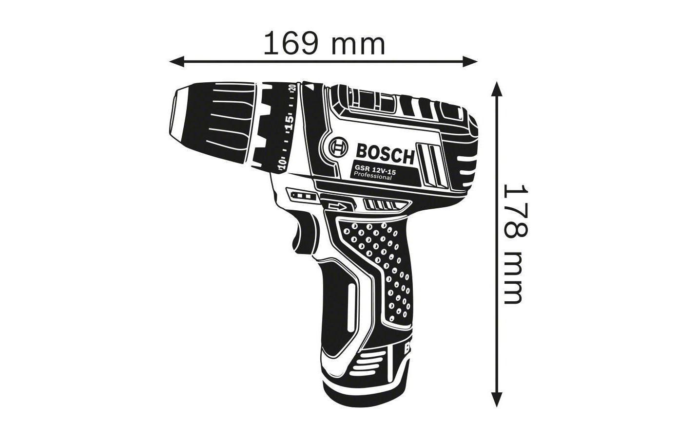 Bosch Professional Akku-Bohrschrauber GSR 12 V-15 Kit 1x 4.0 Ah + 1x 2.0 Ah