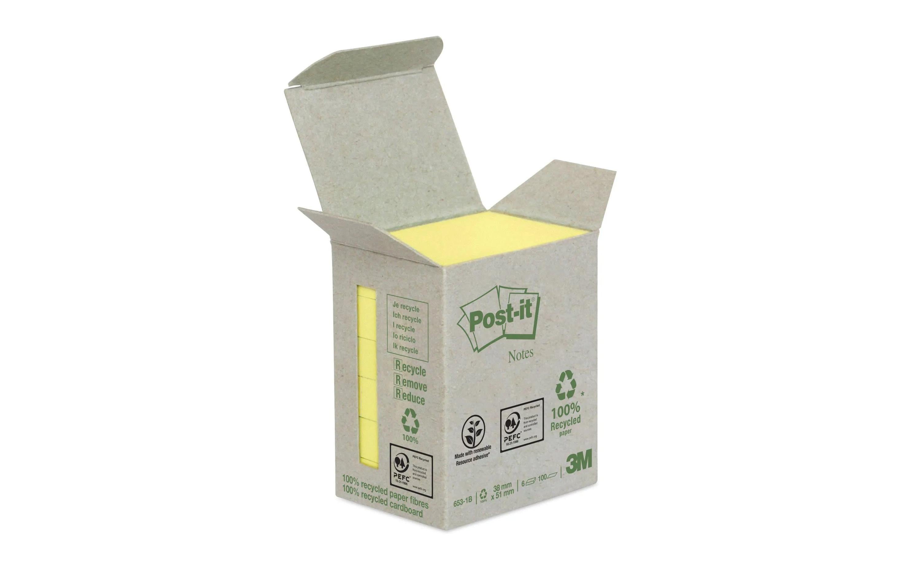 Post-it Notizzettel Post-it Recycling 3.8 x 5.1 cm, 6 Blöcke