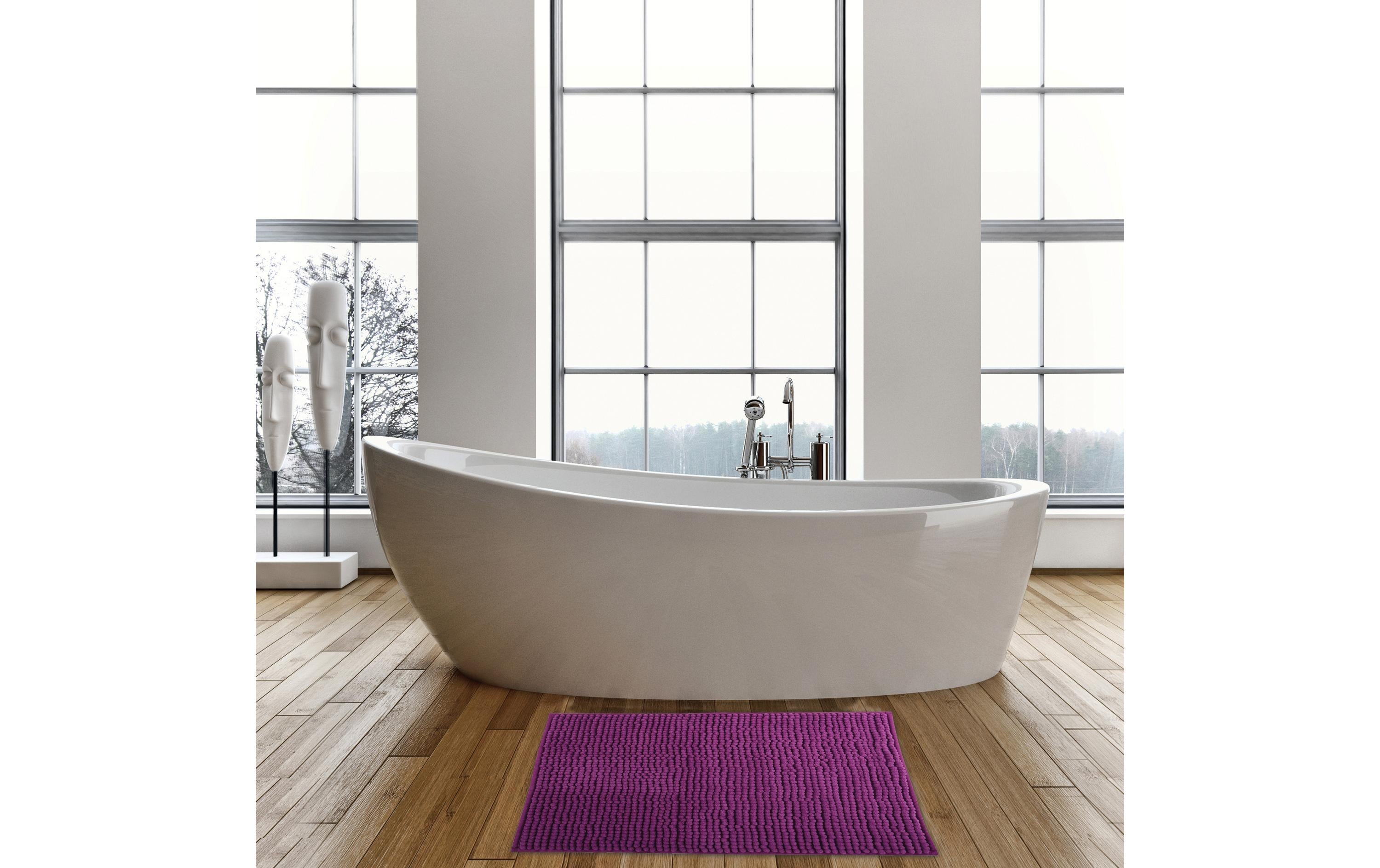 MSV Badteppich Chenille 60 x 90 cm, Violett