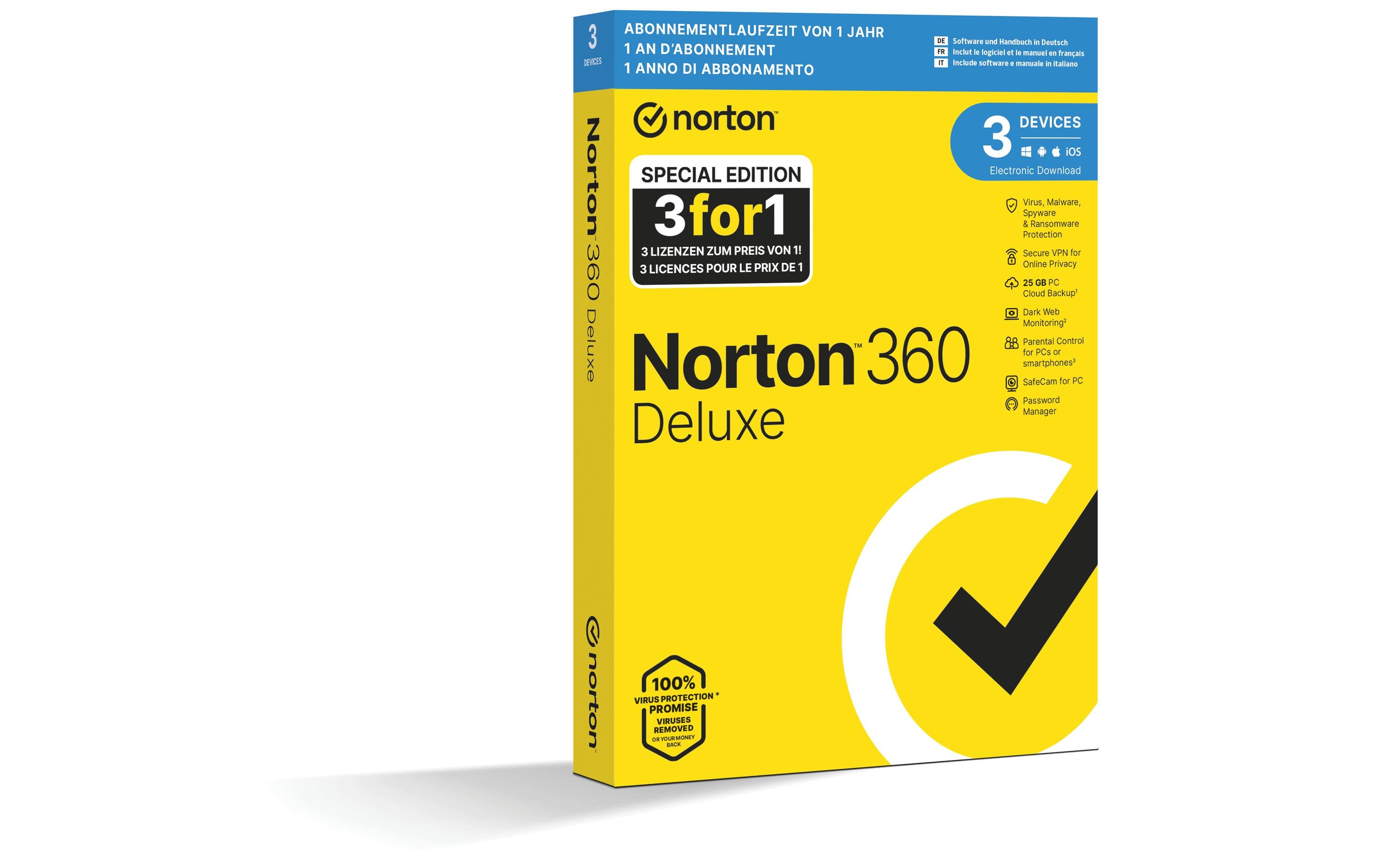 Norton Norton 360 Deluxe – Promo Box, 3 Device, 1 Jahr