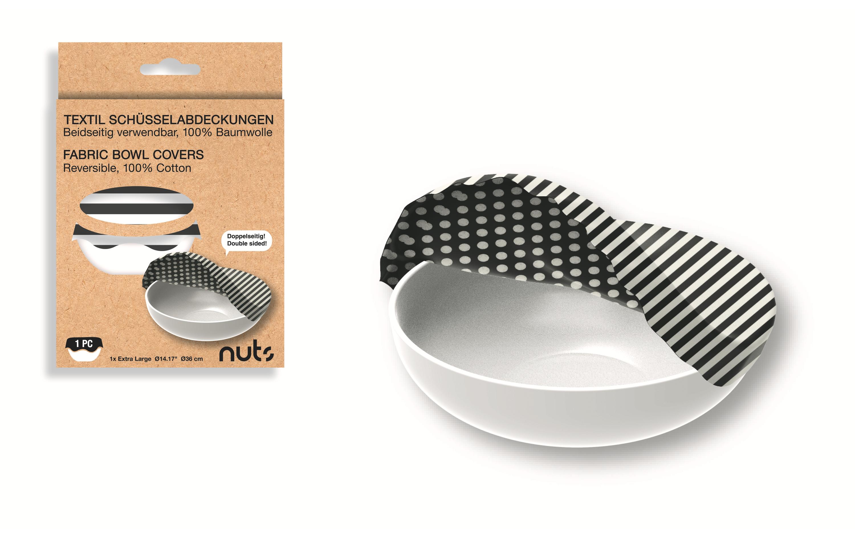 nuts innovations Frischhalte Abdeckhaube rund XL, 1 Stück, Schwarz/Weiss