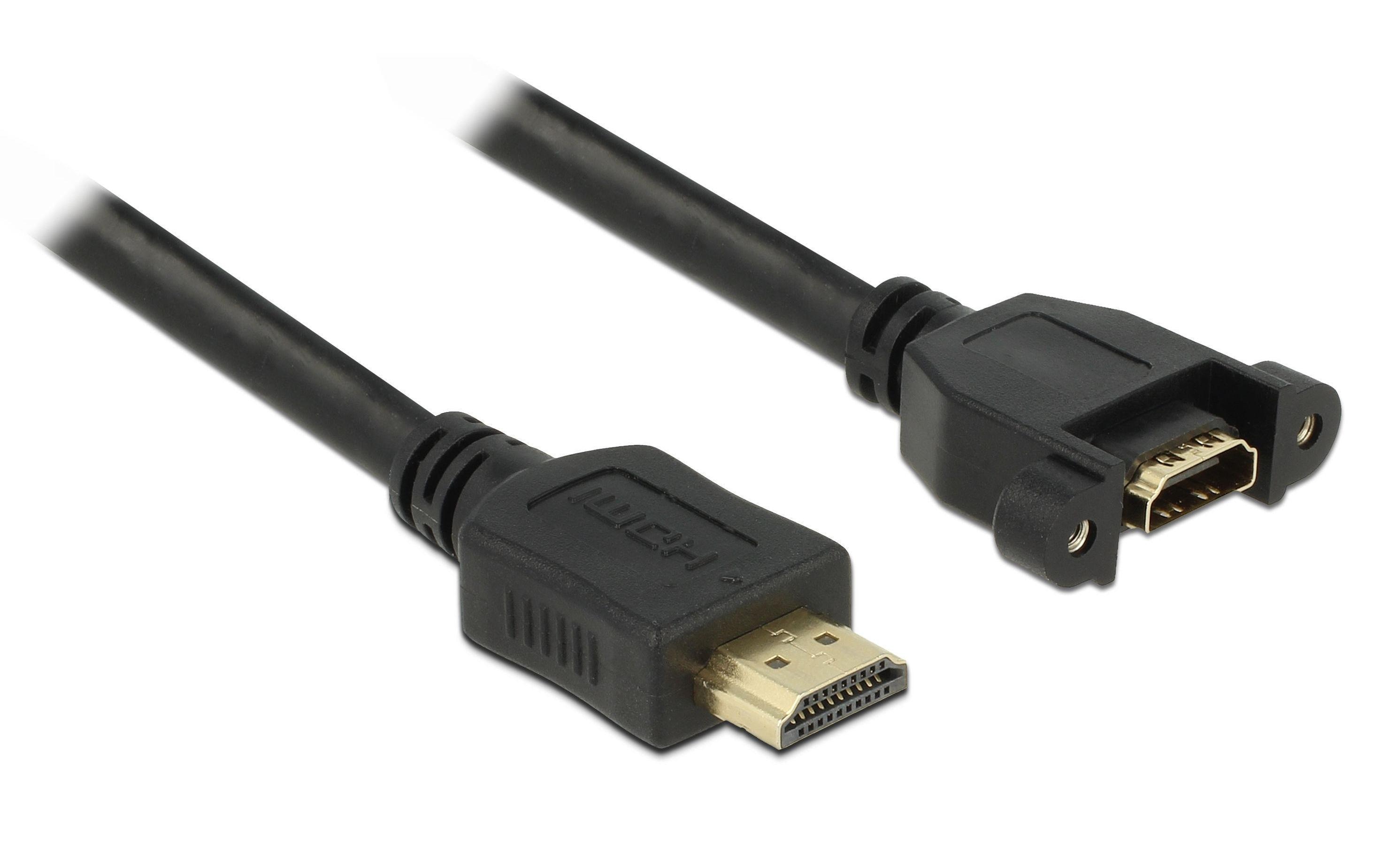 Delock Kabel HDMI – HDMI, 1 m 4K, 30 Hz, zum Einbau, verschraubbar