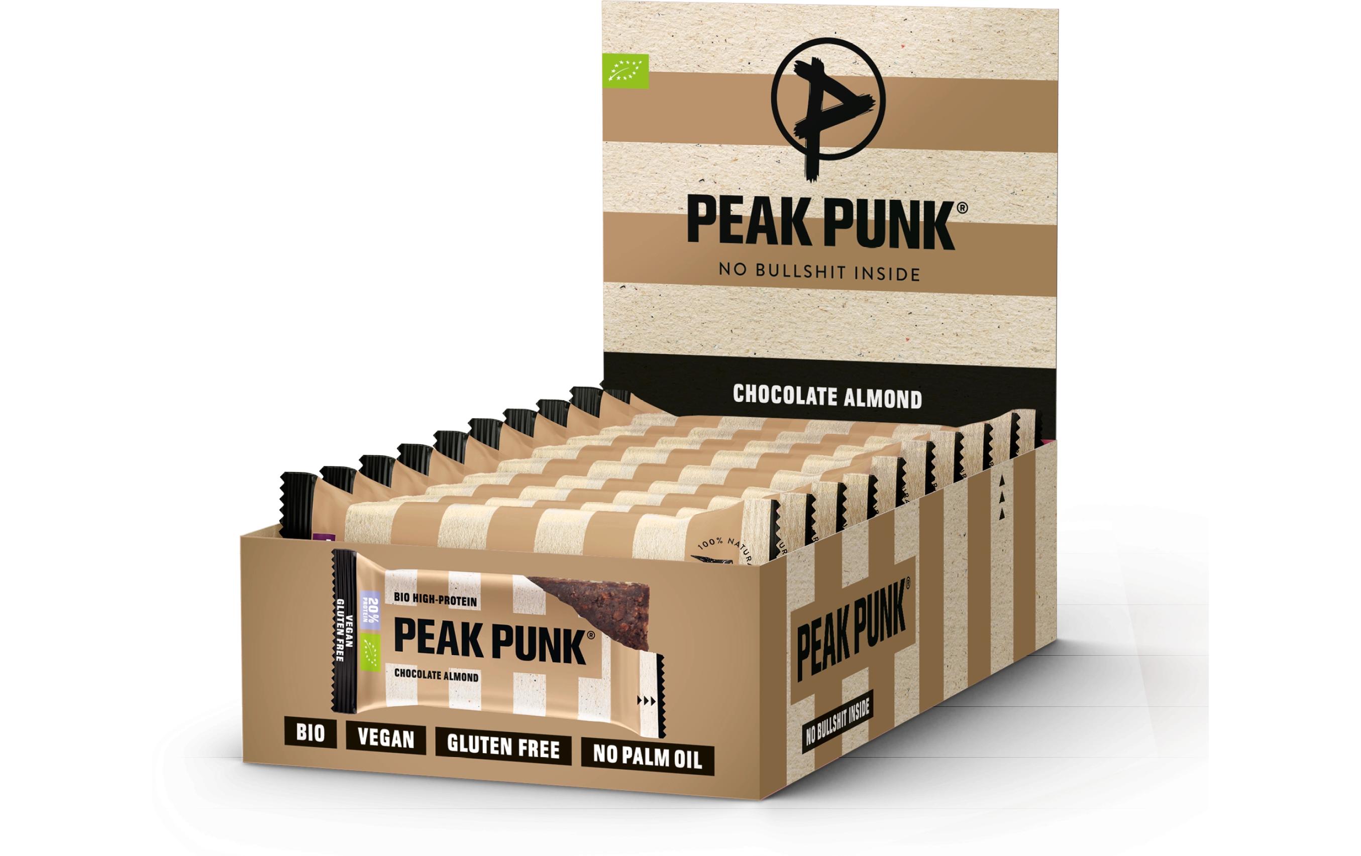 PEAK PUNK Bio High-Protein Bar Chocolate Almond, 12 x 55 g