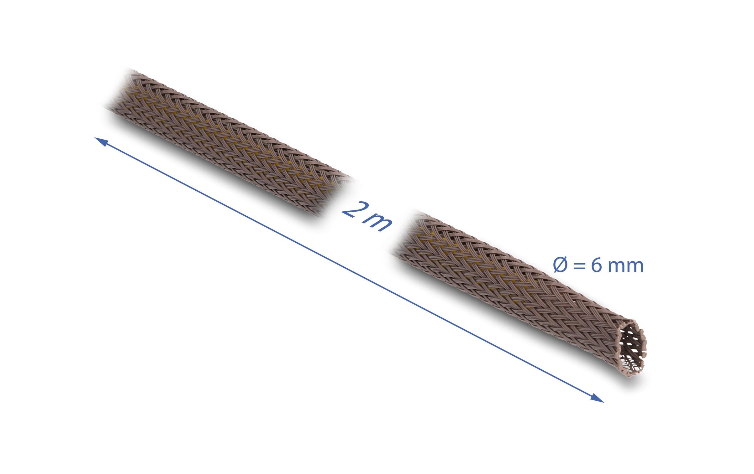 Delock Geflechtschlauch nagerfest, 2 m x 6 mm Braun