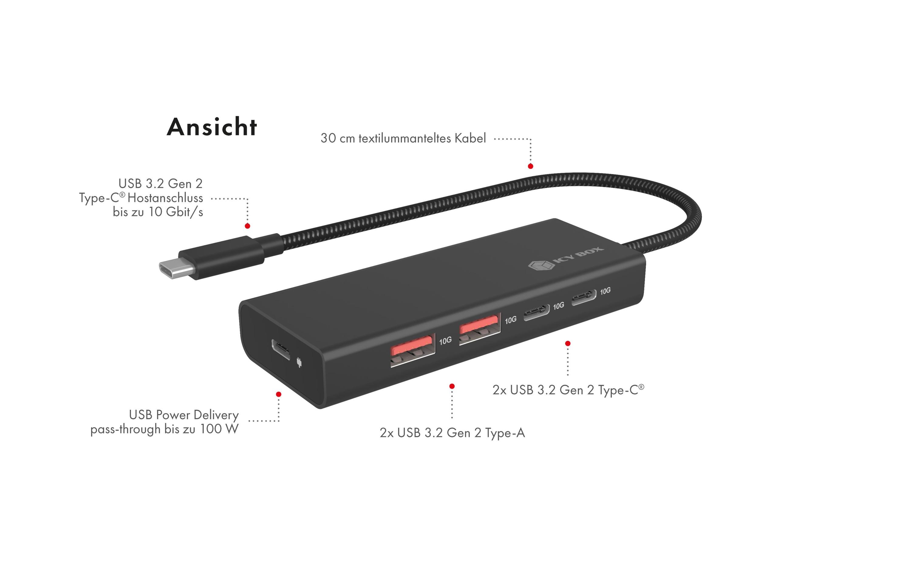 ICY BOX USB-Hub 4-Port Hub IB-HUB1436-CPD