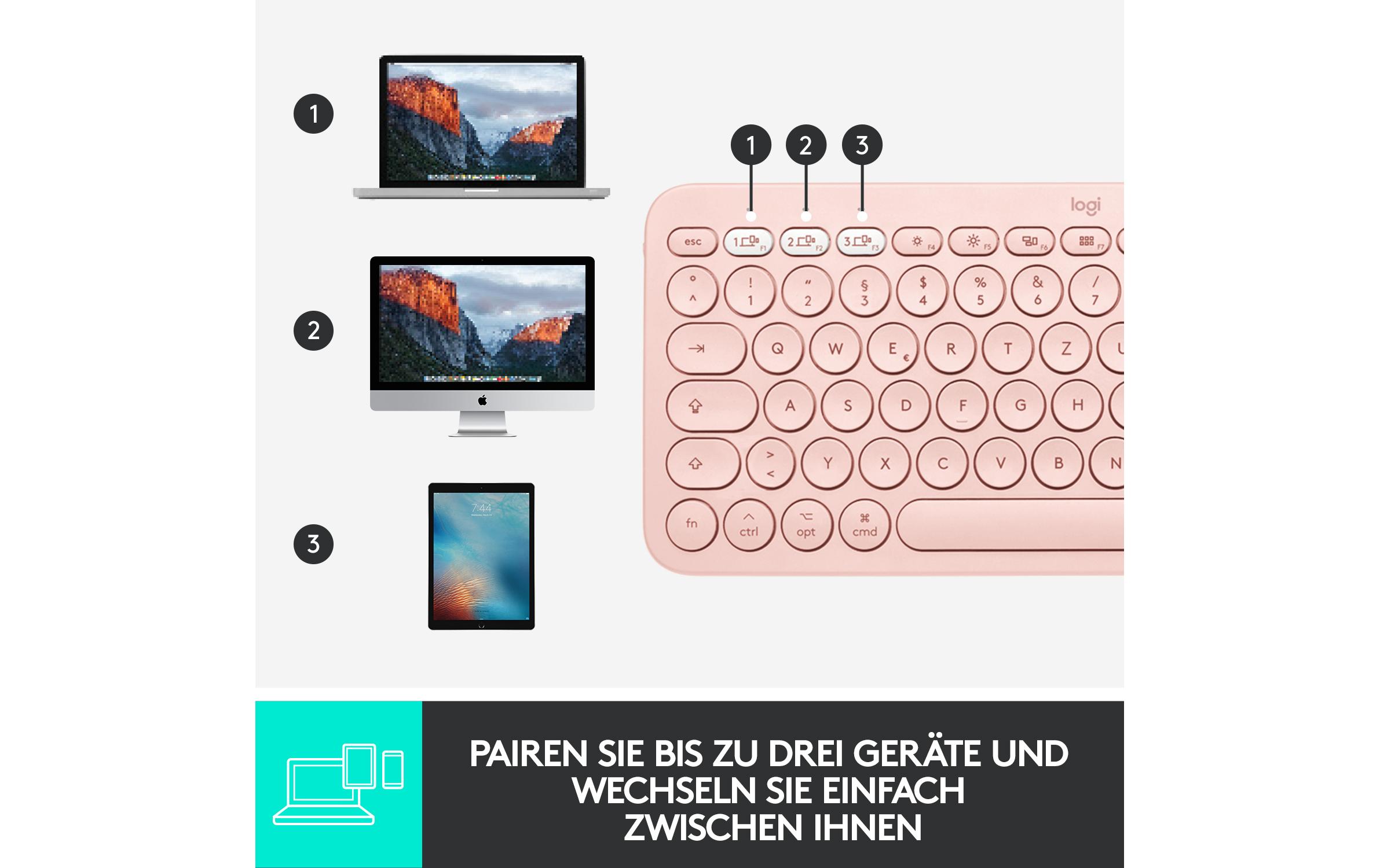 Logitech Bluetooth-Tastatur K380 for Mac Multi-Device Rosa