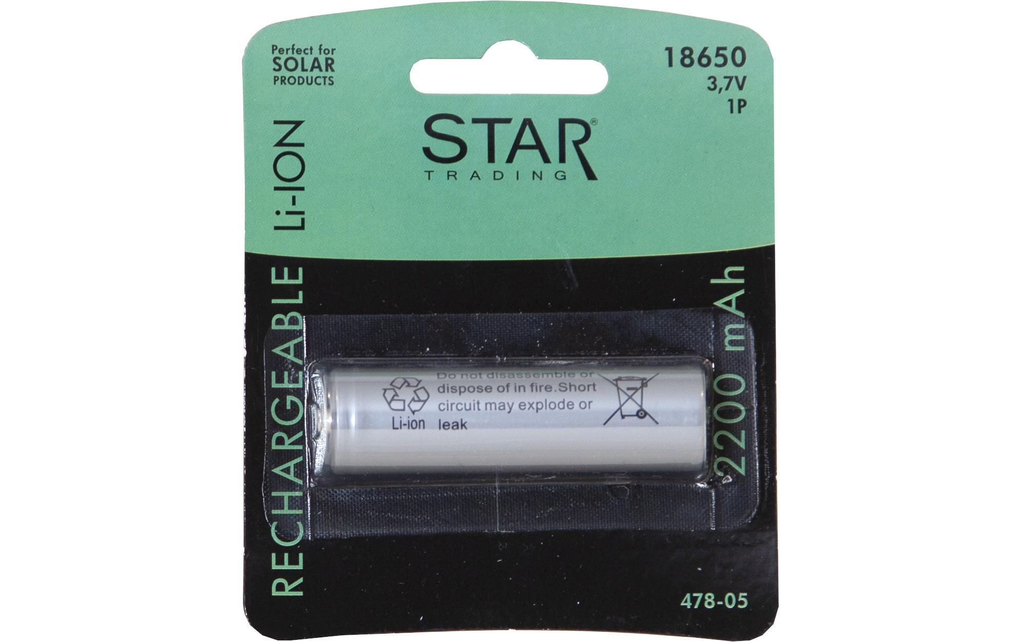 Star Trading Batterie 18650 3.7 V 2200 mAh LI-ION