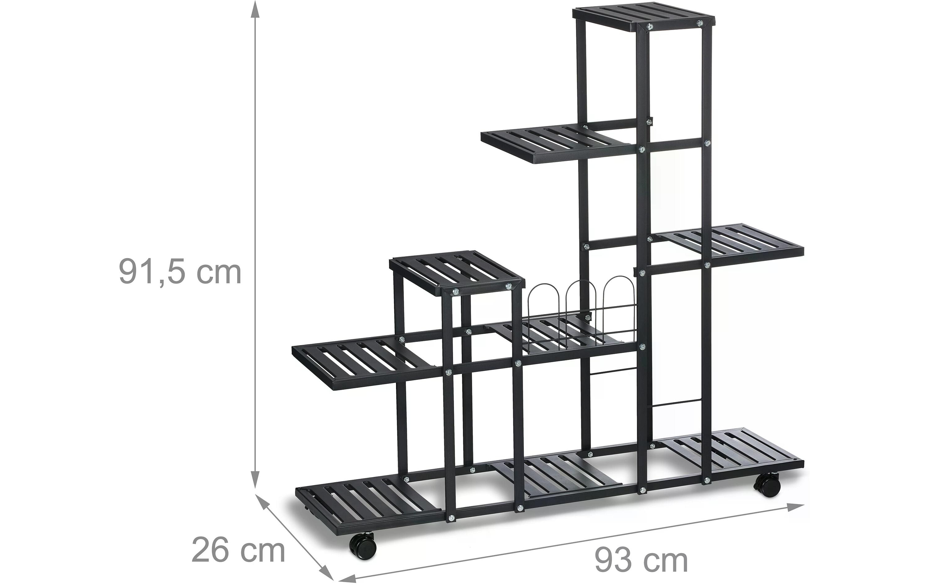 relaxdays Pflanzenständer mit Rollen 91.5 cm, Schwarz