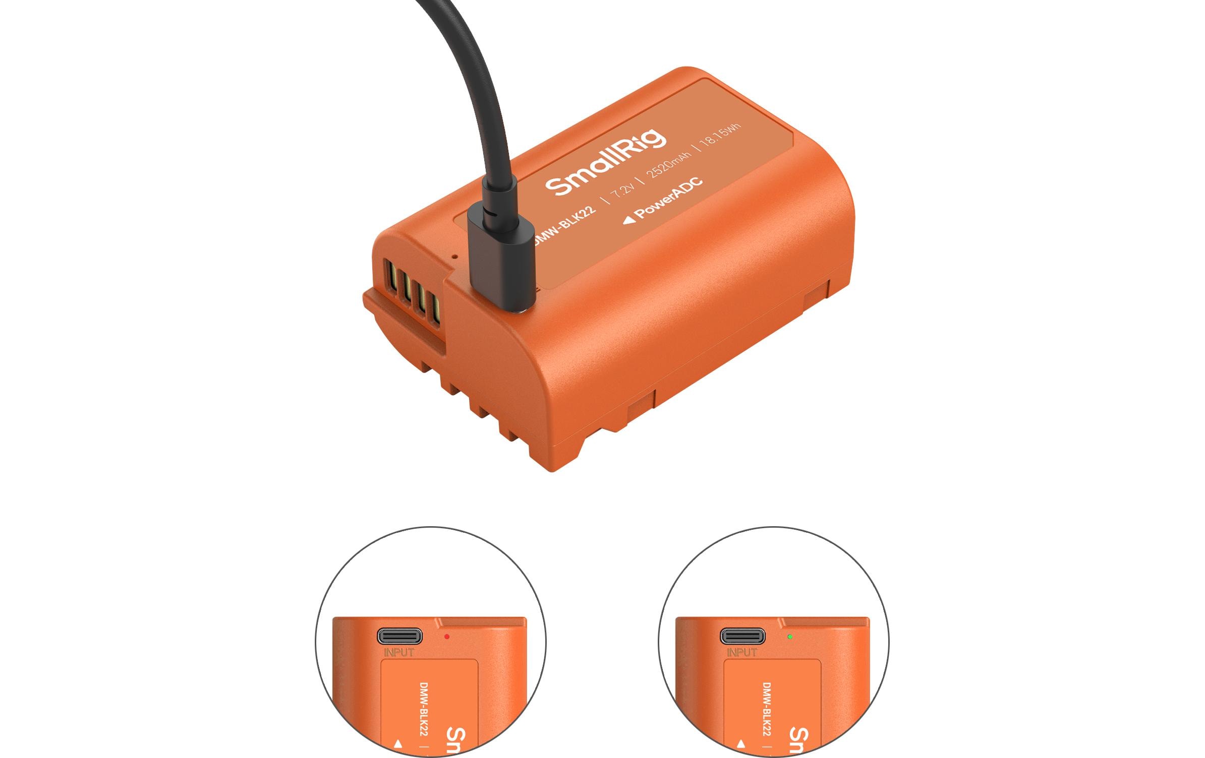 Smallrig Digitalkamera-Akku DMW-BLK22 USB-C Orange