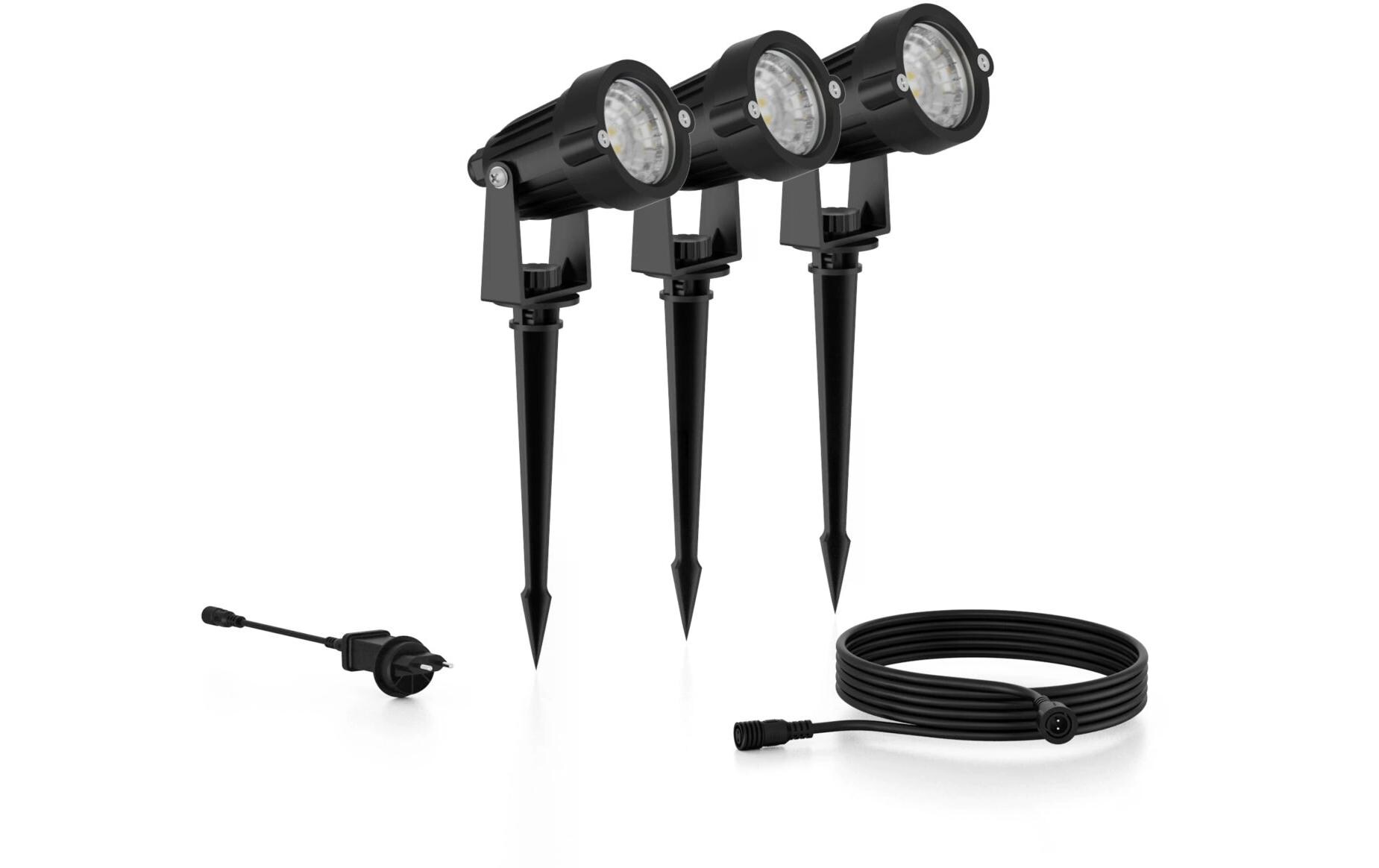 Philips Outdoor Niedervolt Caper Spots CH 3x1.5W, 2700 K, Schwarz