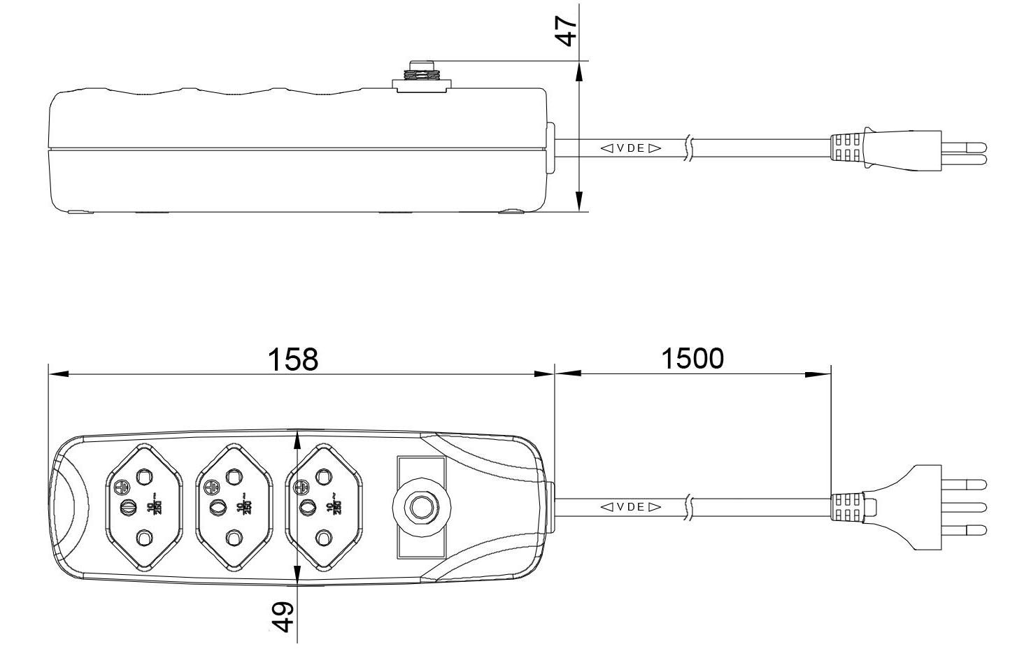 FURBER.power Steckdosenleiste mit Überlastschutz 3x T13, 25 Stück, Weiss