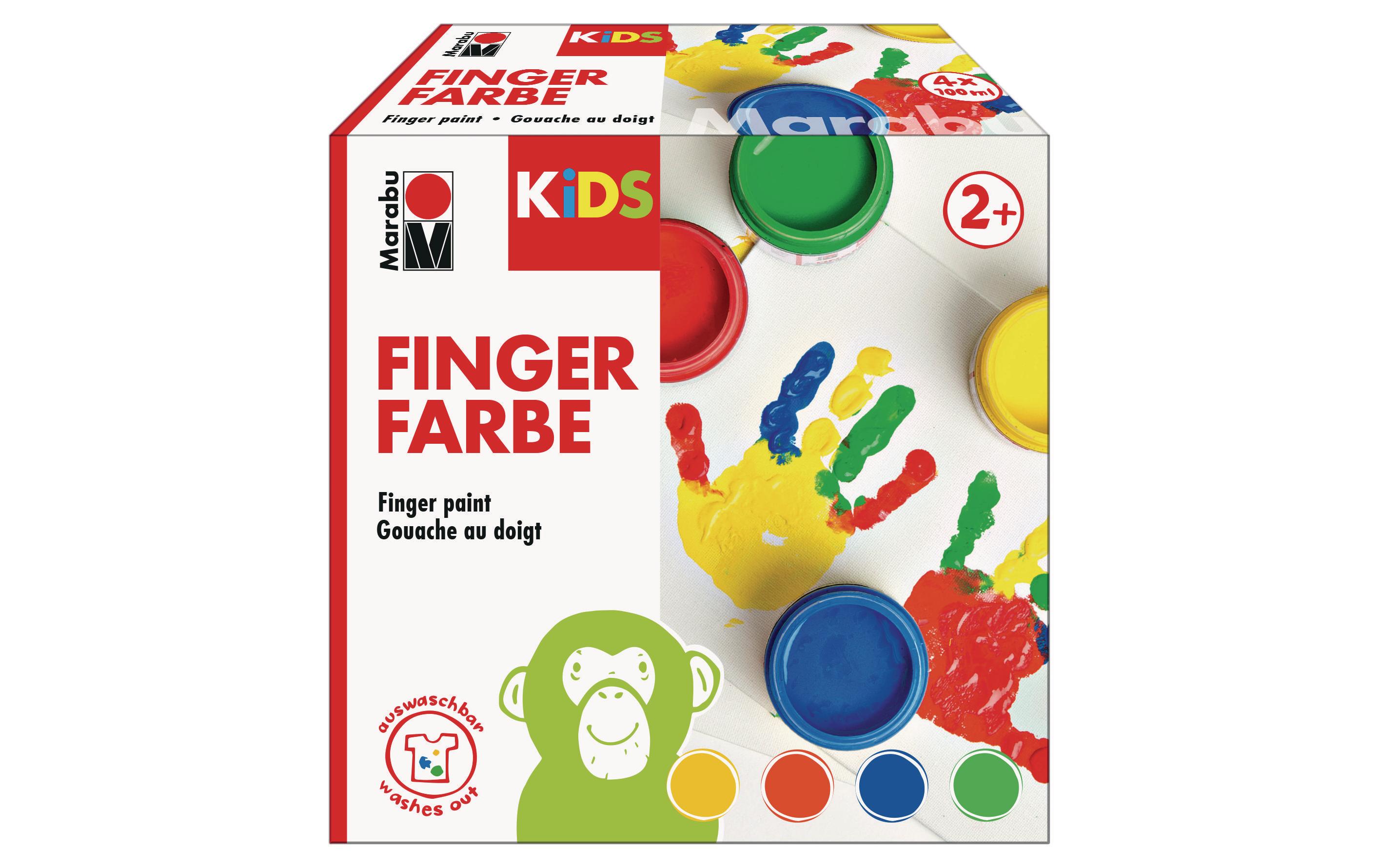 Marabu Fingerfarbe 4 x 100 ml, Mehrfarbig