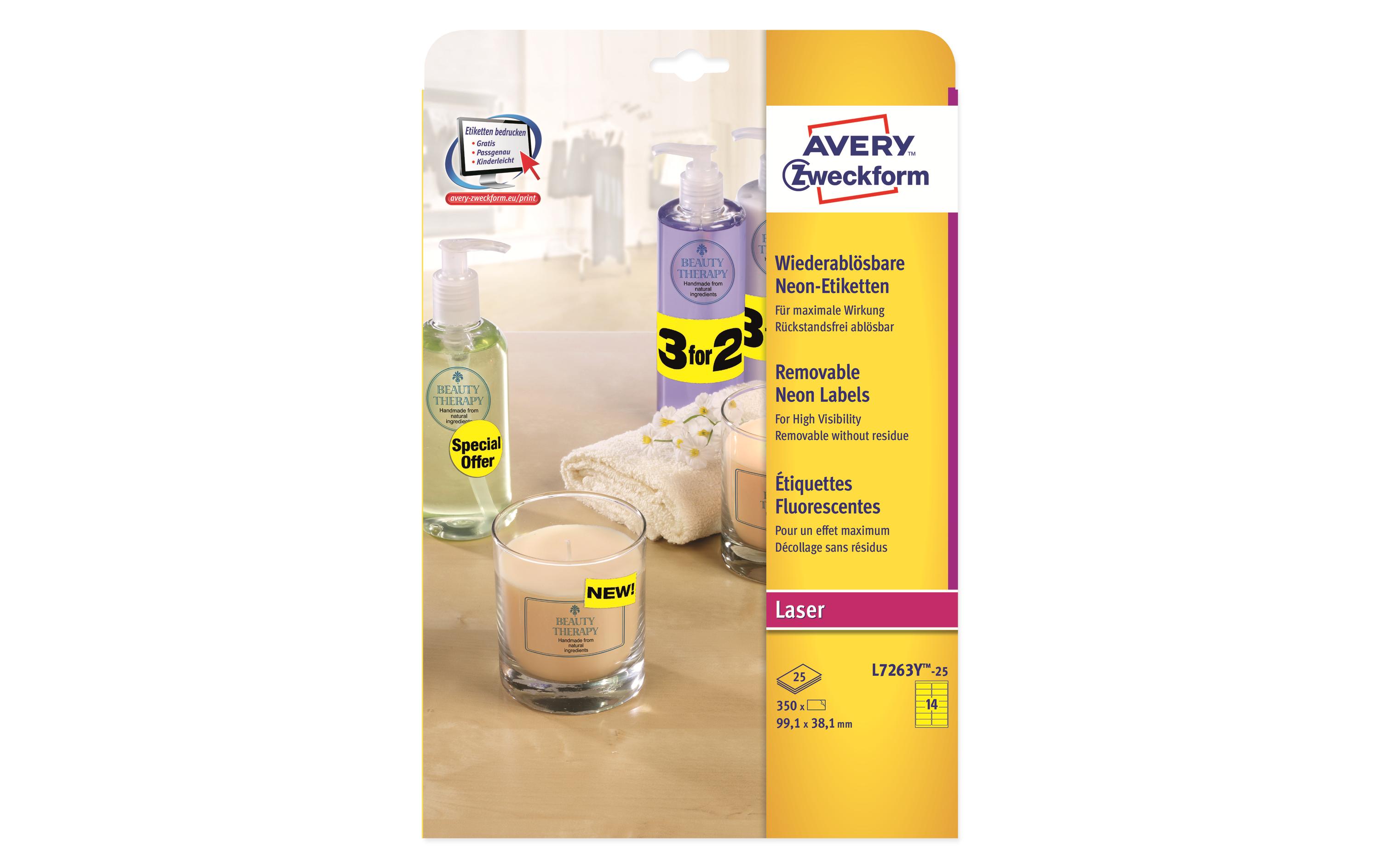 Avery Zweckform Universal-Etiketten 99.1 x 38.1 mm, 25 Blatt