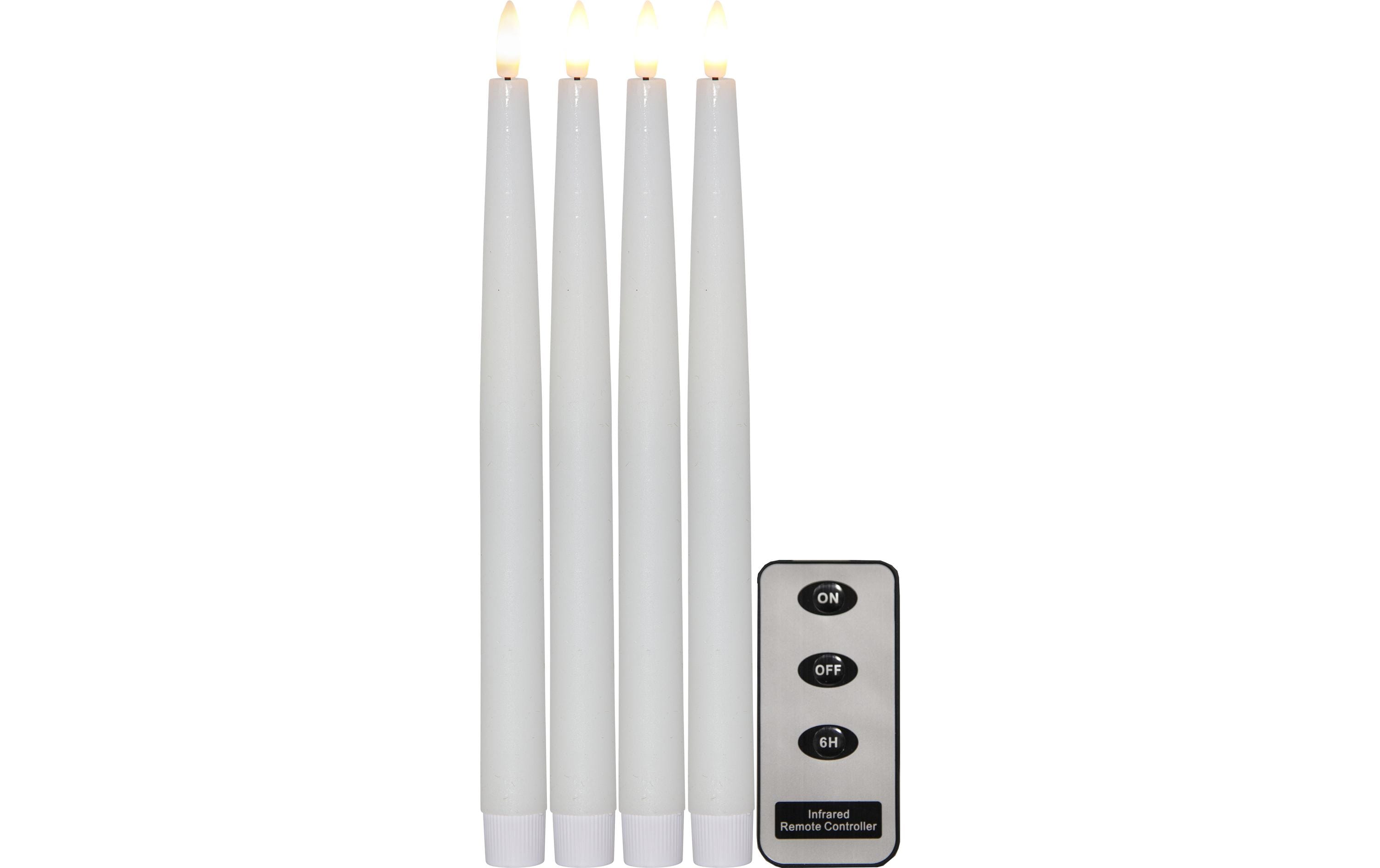 Star Trading LED-Stabkerzen Set Dinner Flamme Ø 2.2x28.6 cm, Weiss, 4 Stk