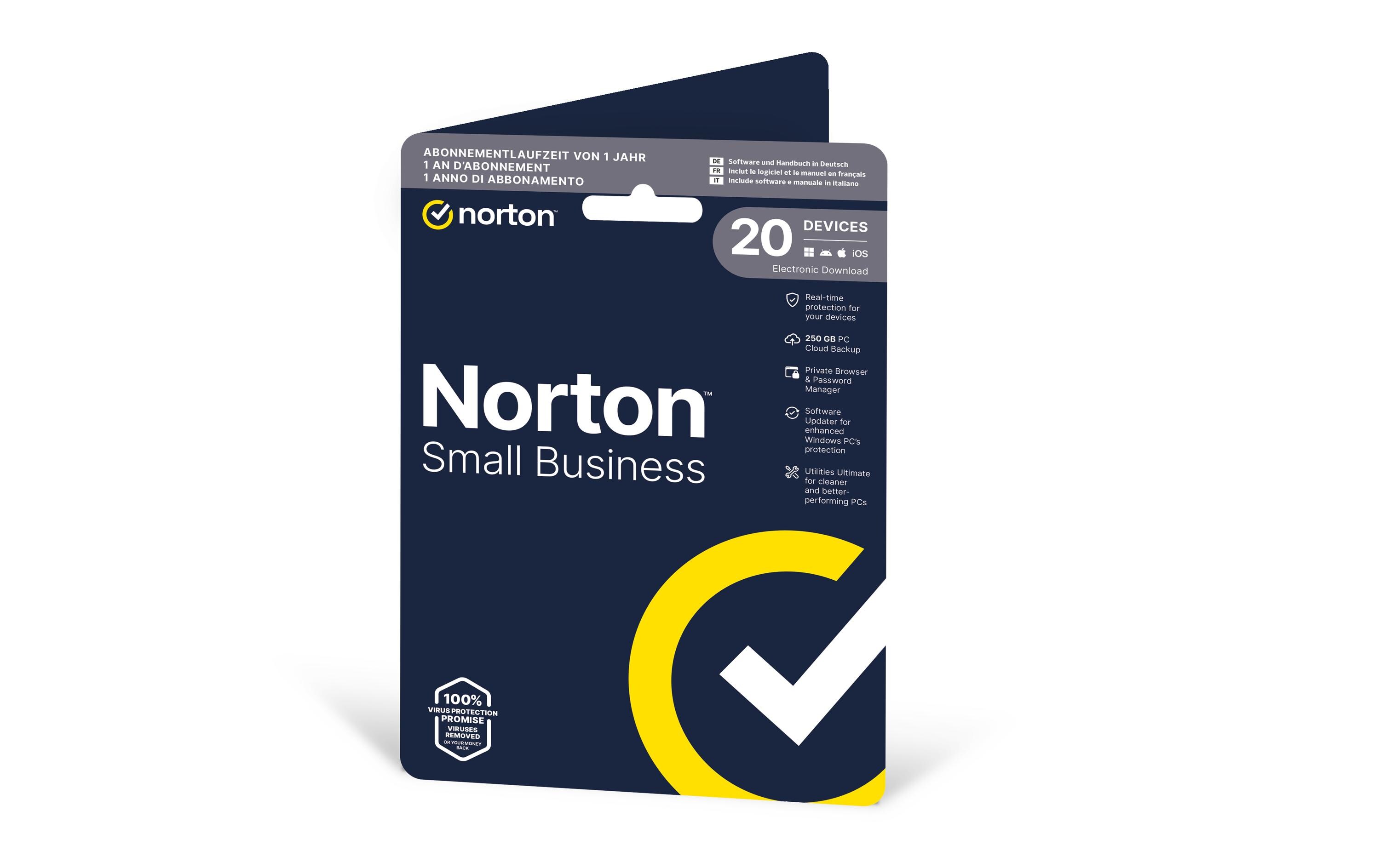 Norton Small Business 2.0 ESD, 20 Dev., 1yr, 250GB Cloud Speicher