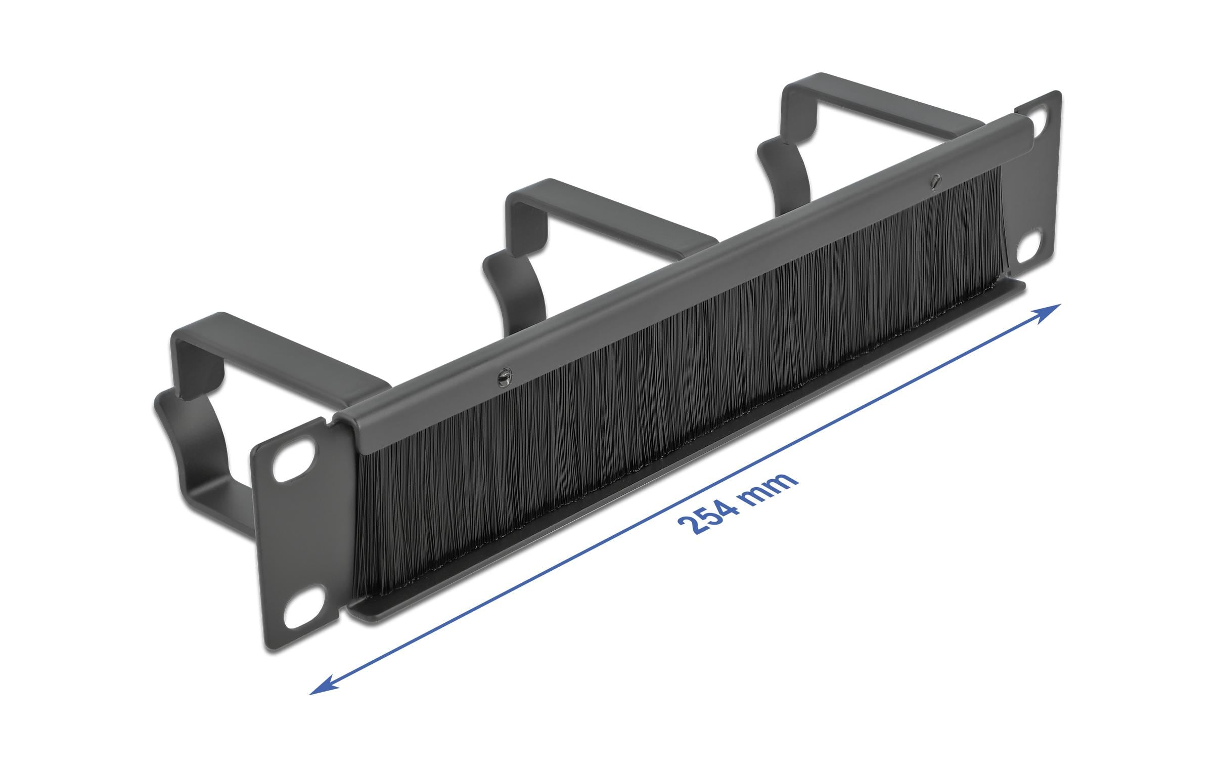 Delock Bürstenleiste mit 3 Bügeln, 1HE , Schwarz